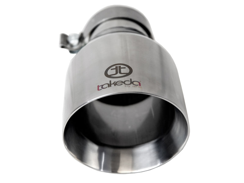 Stainless steel afe Takeda universal exhaust tip with a 3-inch inlet, 5-inch outlet, and 9-inch length.