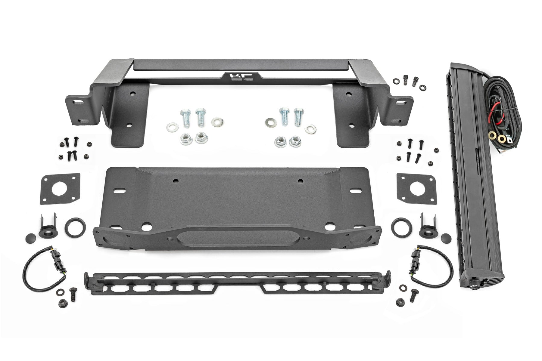 High Winch Mount All Models 20 Inch Black Single Row LED DRL Ford Bronco (21-25) Rough Country