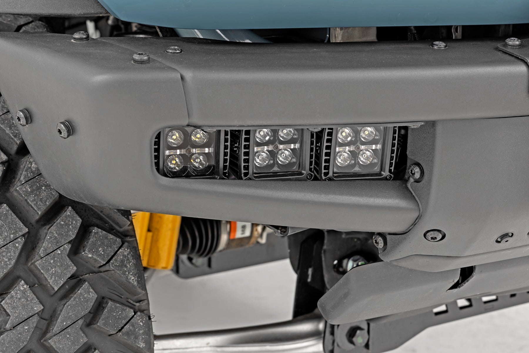 LED Light Kit Fog Mount Triple 2 Inch Black Pair Spot Ford Bronco (21-25) Rough Country