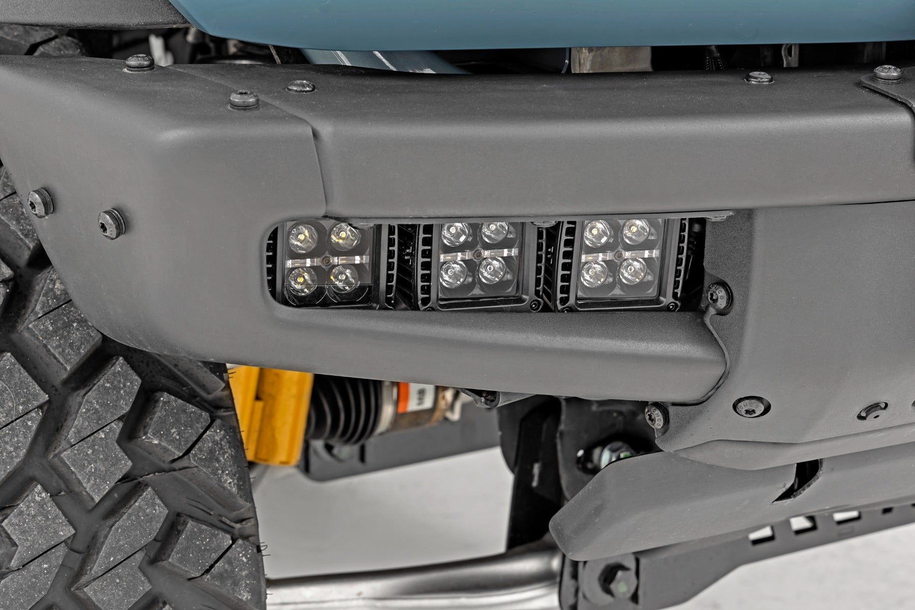 LED Light Kit Fog Mount Triple 2 Inch Black Pair Flood Ford Bronco (21-25) Rough Country