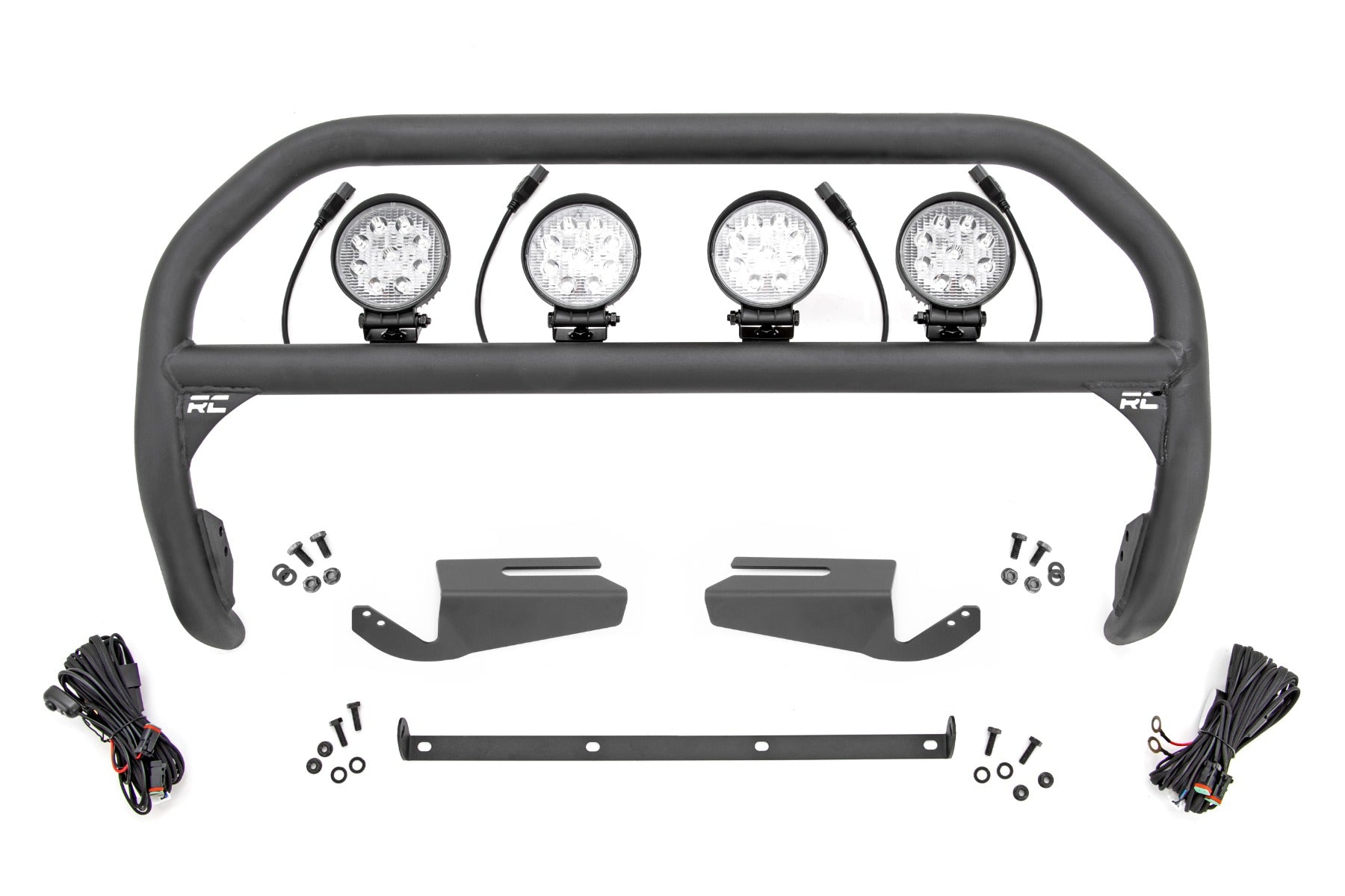 Nudge Bar 4 Inch Round Led (x4) OE Modular Steel Ford Bronco 4WD (21-25) Rough Country