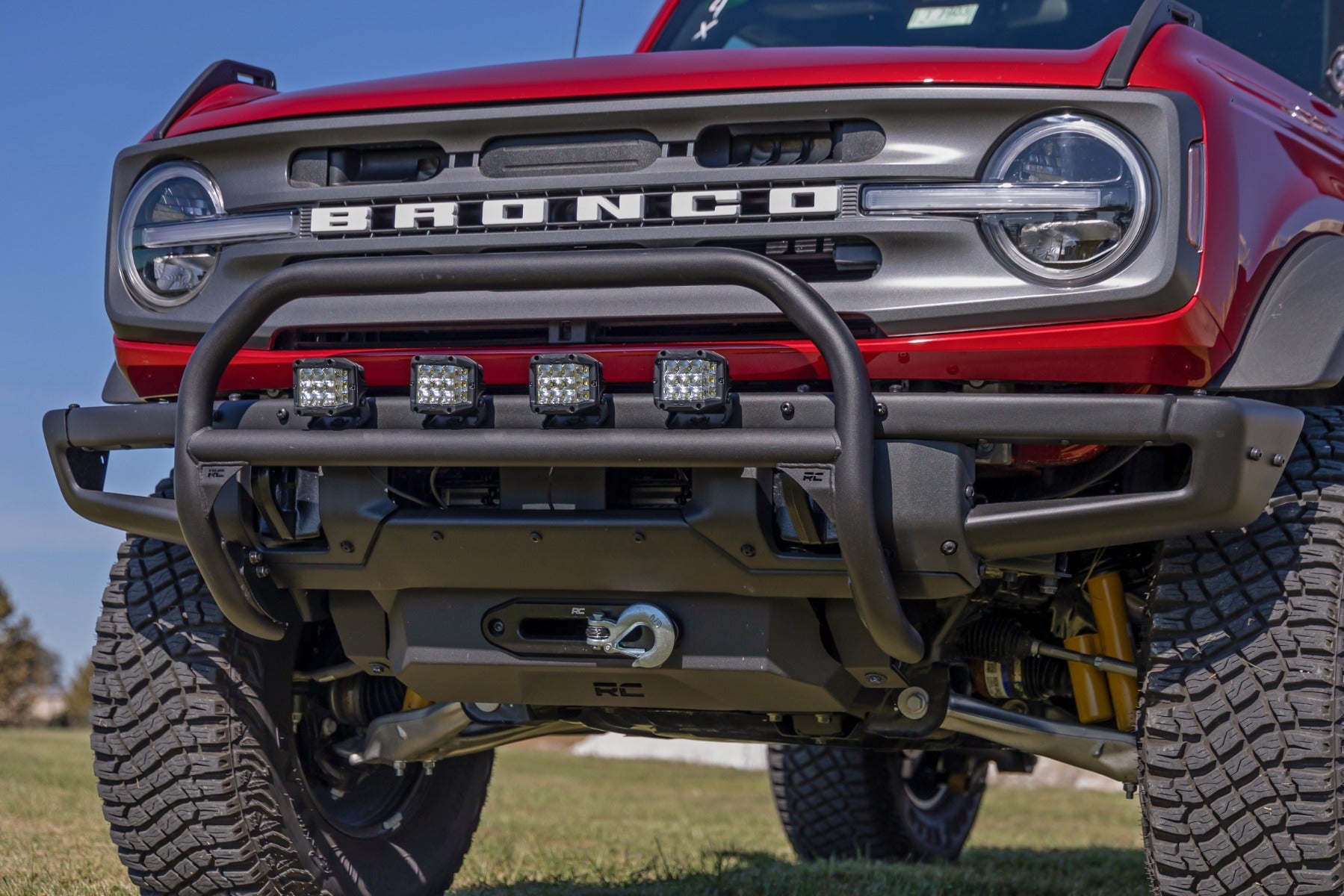 Nudge Bar 4 Inch Round Led (x4) OE Modular Steel Ford Bronco 4WD (21-25) Rough Country