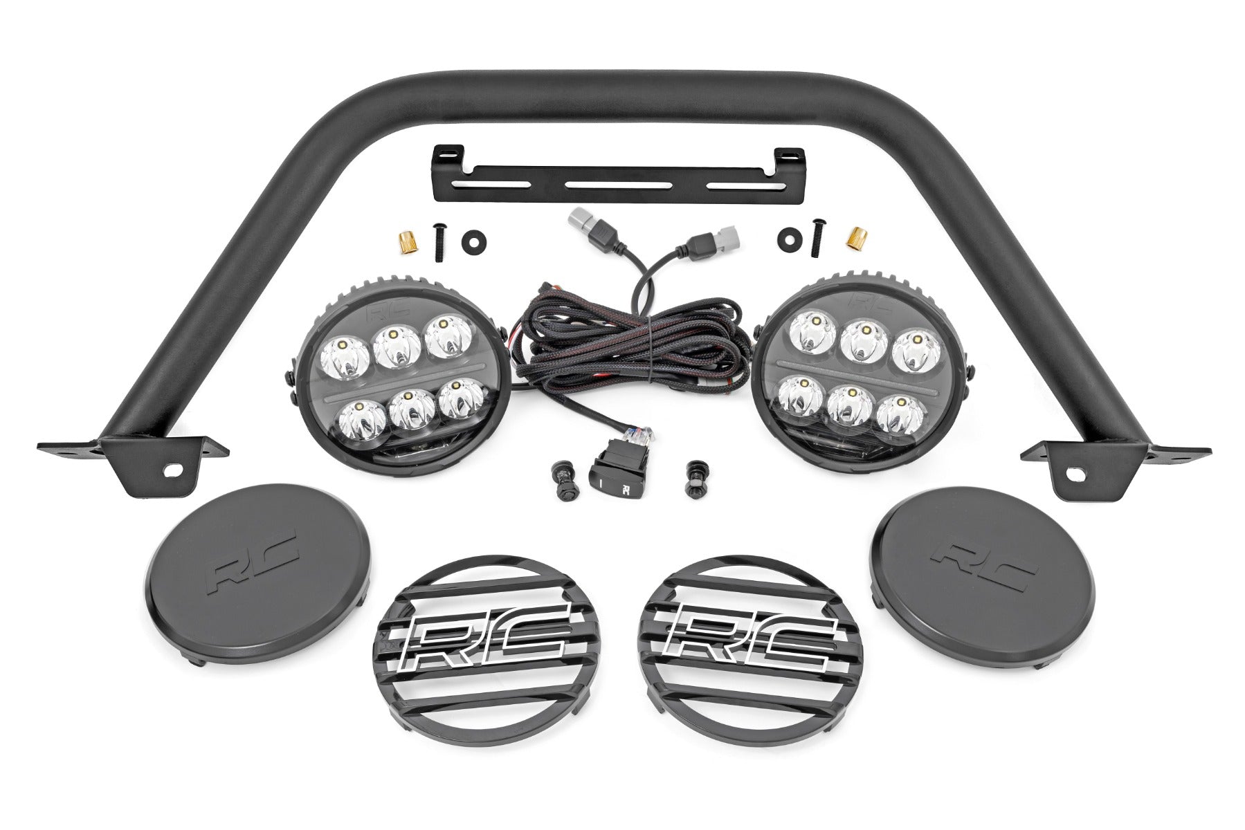 Safari Bar 6.5 Inch Round LED OE Modular Steel Ford Bronco 4WD (21-25) Rough Country