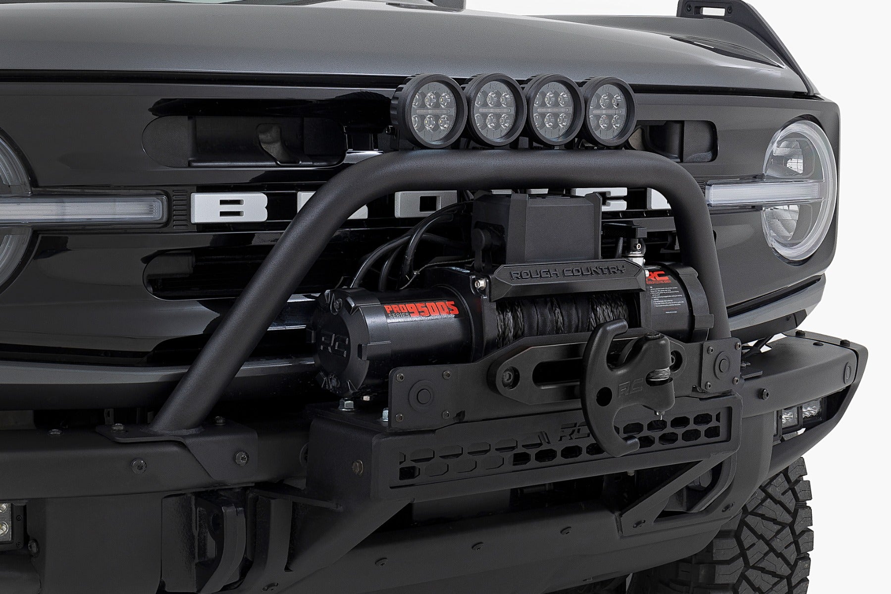 Safari Bar 6.5 Inch Round LED OE Modular Steel Ford Bronco 4WD (21-25) Rough Country