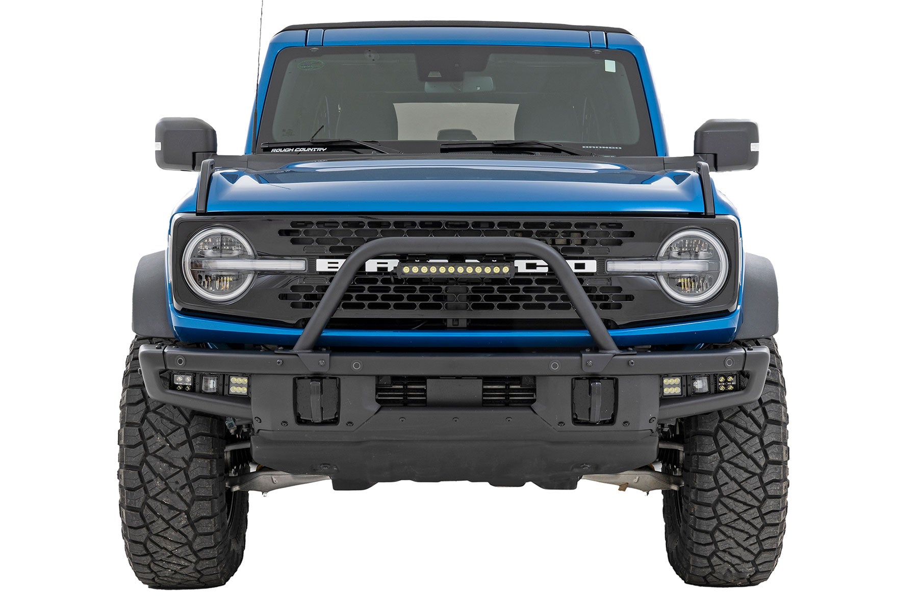 Safari Bar 12 Inch LED Light Bar Black DRL Single Row OE Modular Steel Ford Bronco (21-25) Rough Country