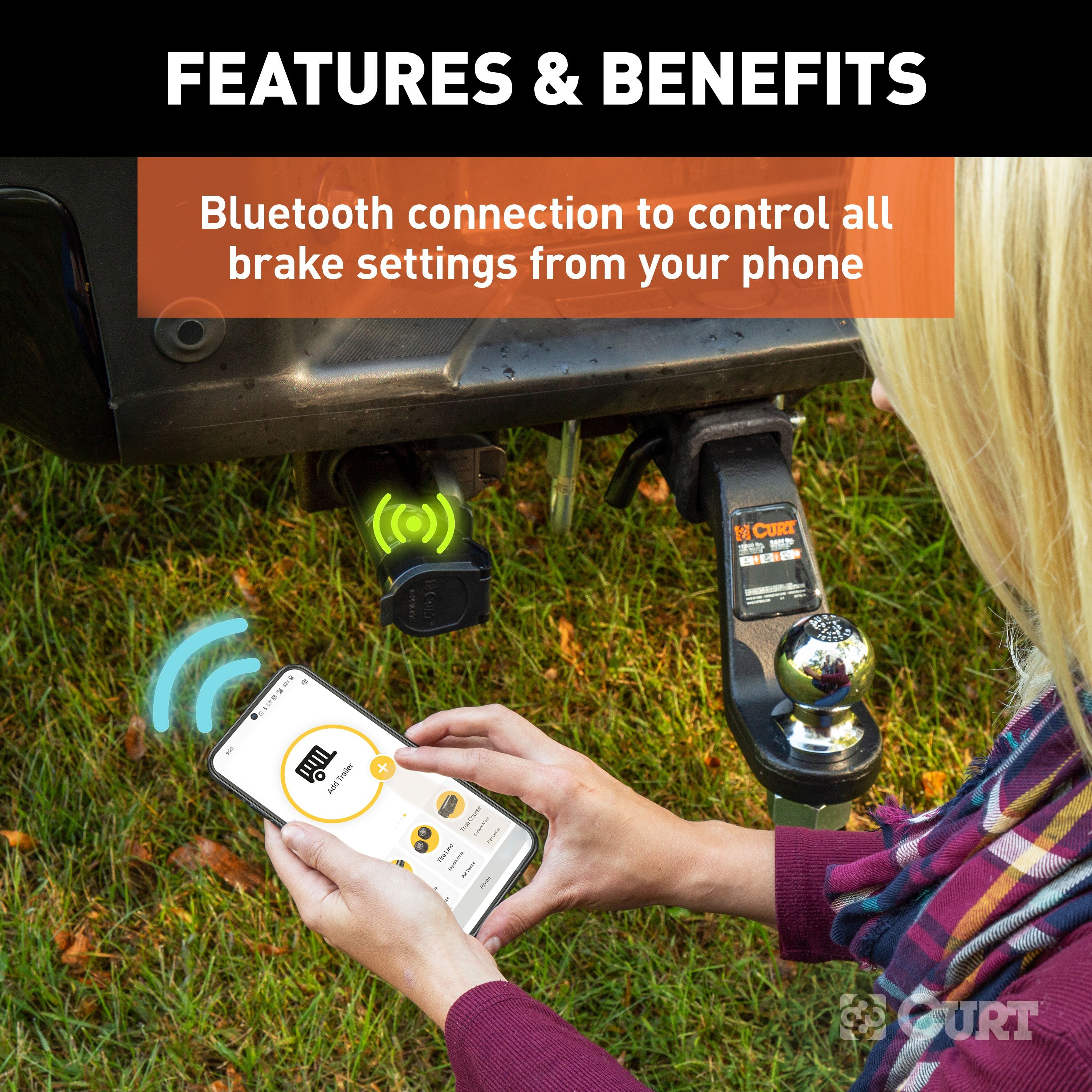 CURT Echo Mobile Electric Trailer Brake Controller with Bluetooth® Enabled Smartphone Connection, Proportional Model 51180