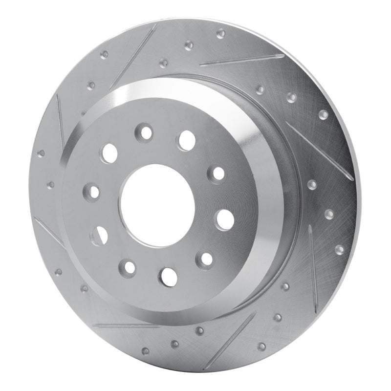 R1 18-25 Jeep Wrangler Rear Left Drilled & Slotted Silver Brake Rotor
