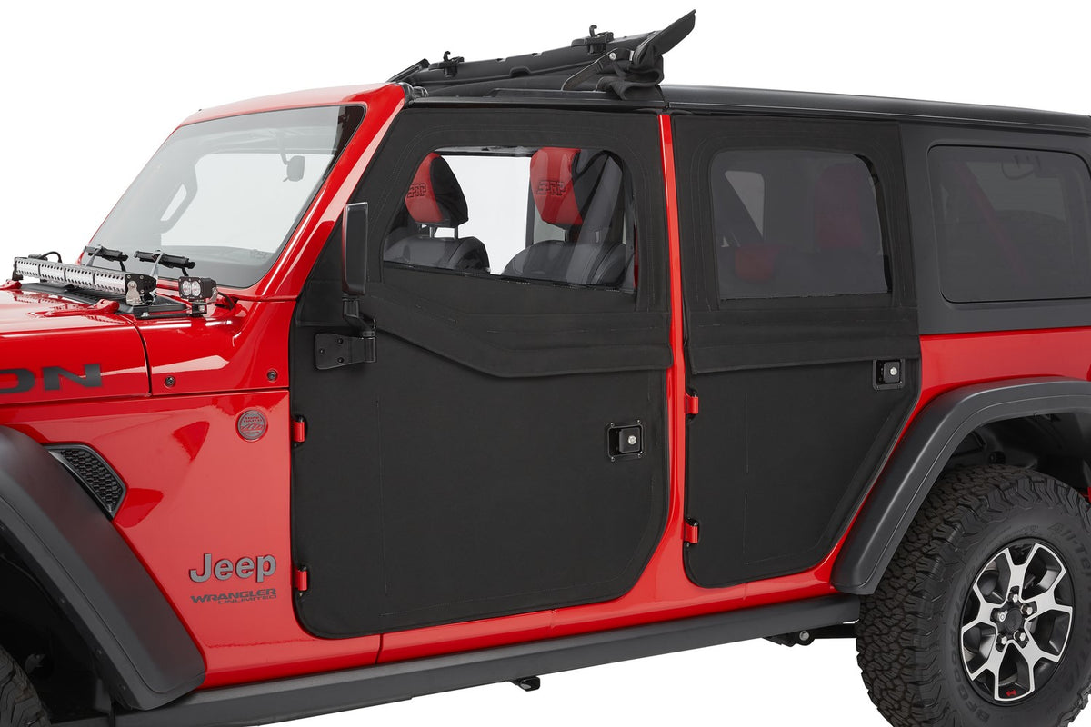 Full Fabric Doors Jeep '20-26 Gladiator '18-26 Wrangler JL Rear Black Twill Bestop