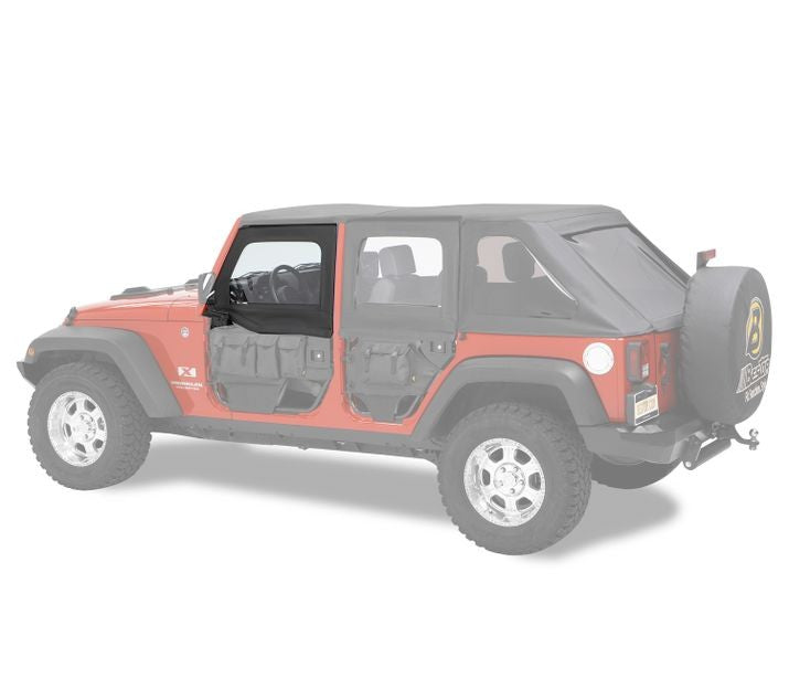 Jeep Half Doors HighRock 4x4 Element Upper Fabric Half Doors For Jeep 2007-2018 Wrangler JK Front Black Premium Twill Pair Bestop