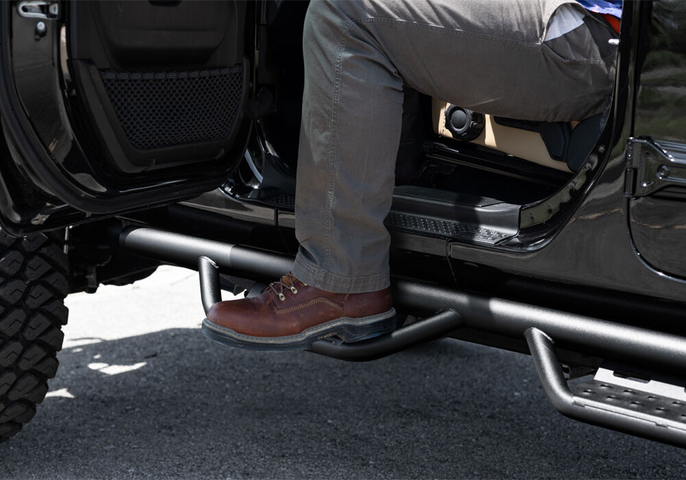 Nerf Step RS Bar Full Length (1 Step per Side) 2018-2026 Jeep Wrangler JL 2-Door Textured Black NFab
