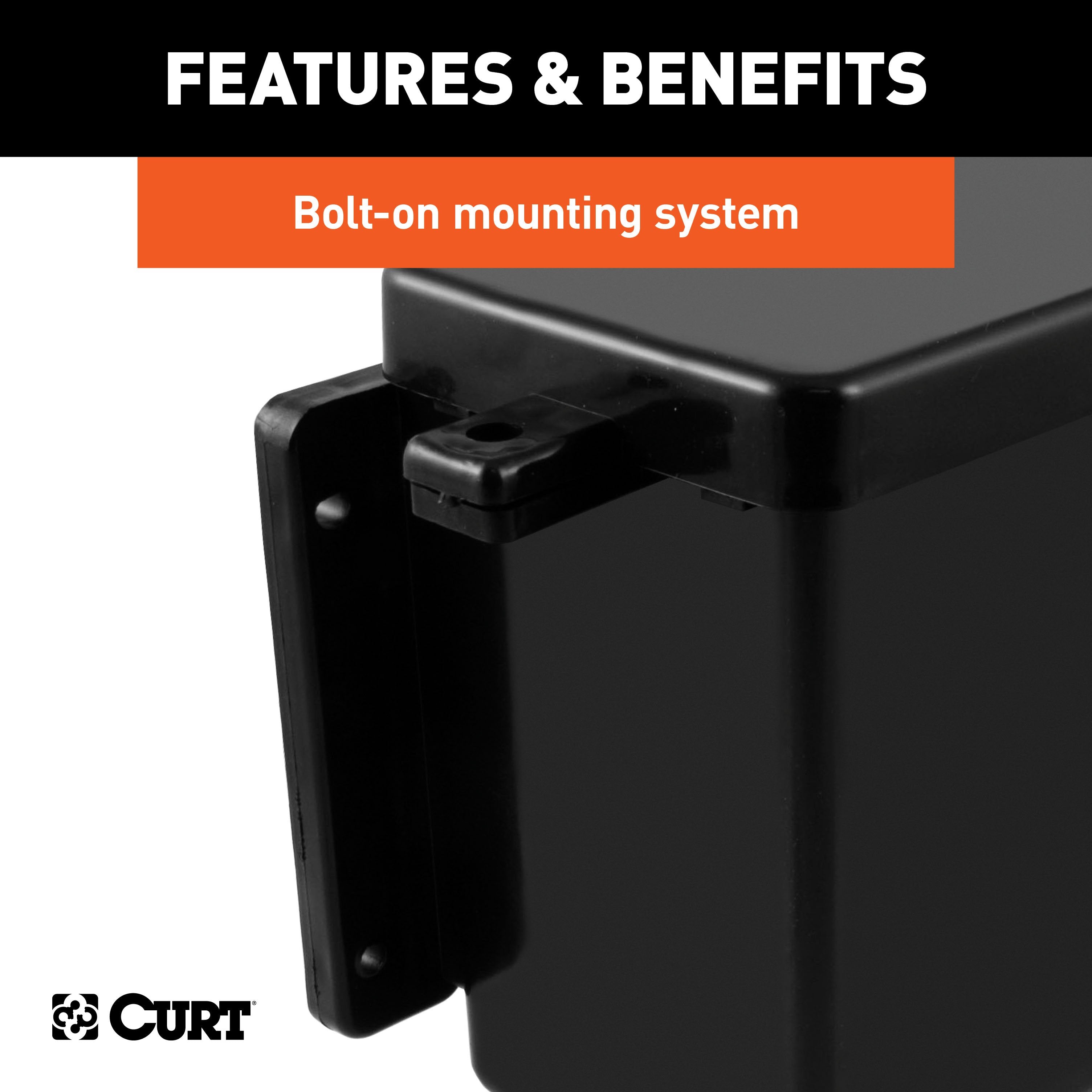 CURT 6-Inch x 5-1/2-Inch x 3-1/4-Inch Lockable Trailer Breakaway Battery Case Model 52022