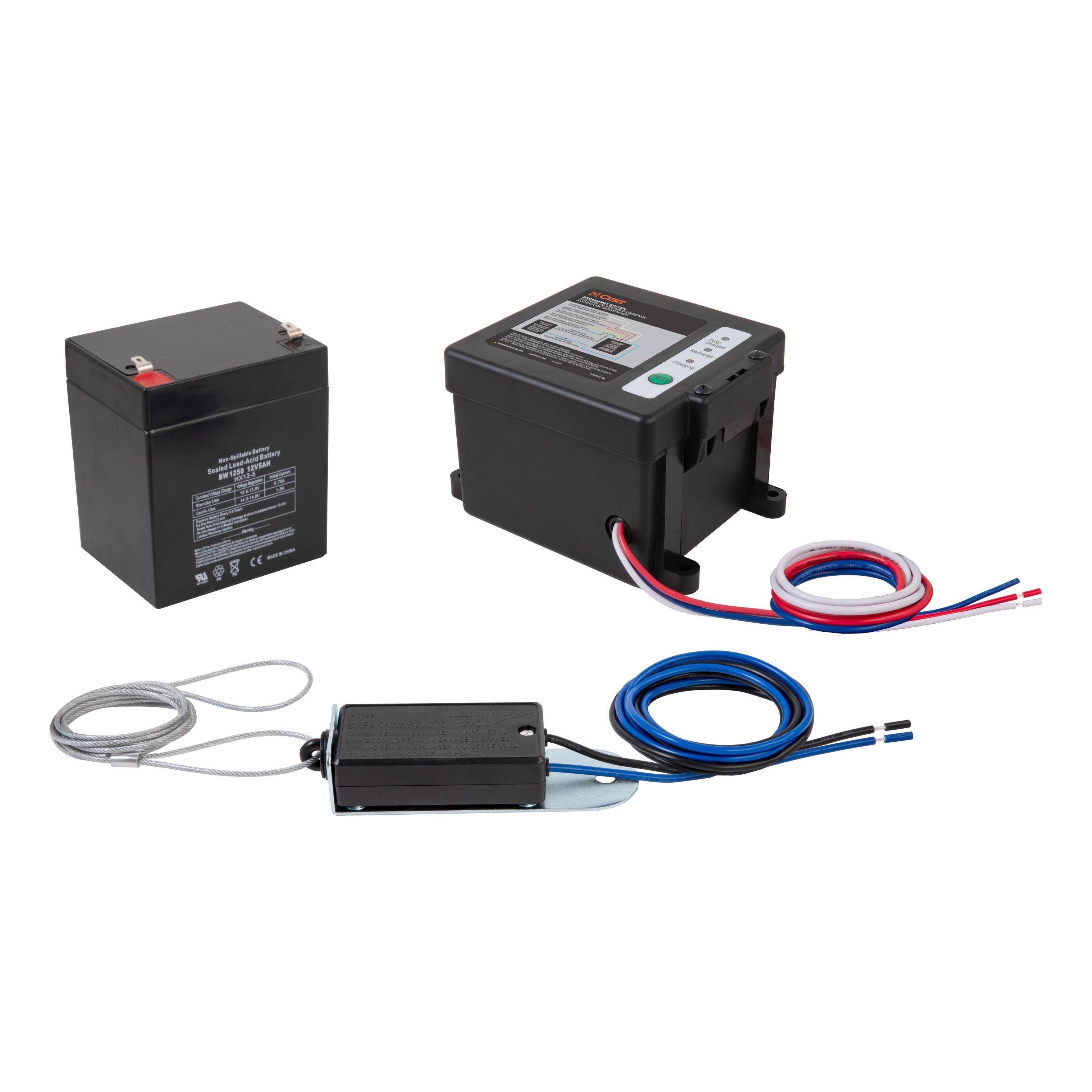 CURT Push-to-Test Trailer Breakaway Switch Kit System with Battery Model 52042