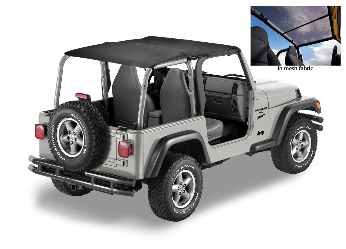 Jeep Bikini Top Header Safari Bikini Tops For Jeep 2003-2006 Wrangler TJ Mesh Fabric Bestop
