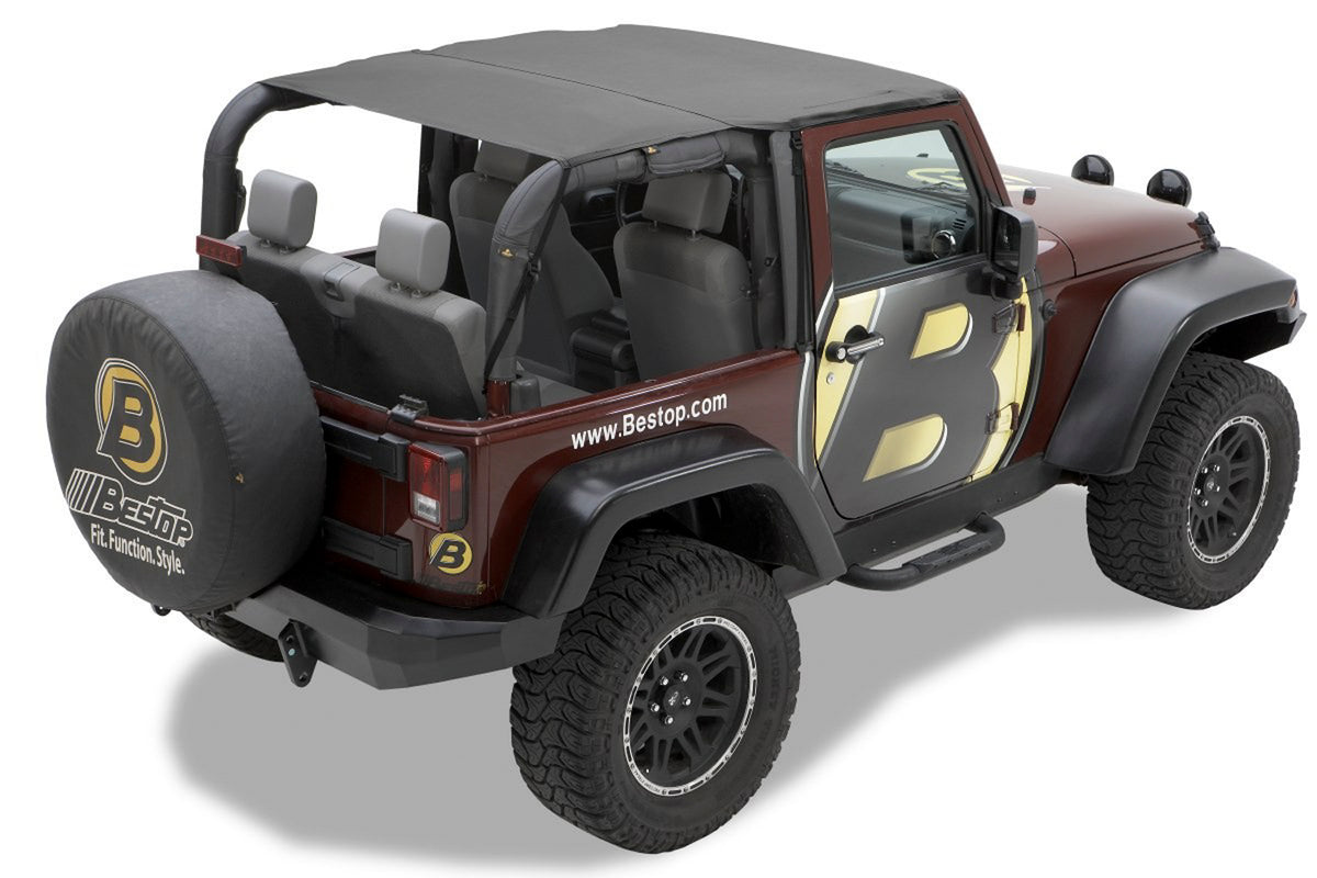 Jeep Bikini Top Header Safari Bikini Tops For Jeep 2010-2018 Wrangler JK 2 Door Black Diamond Fabric Bestop