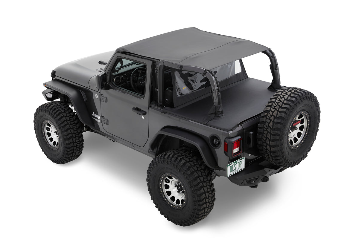 Jeep Bikini Top Header Safari Bikini Tops For Jeep 2018-2023 Wrangler JL 2 Door Black Diamond Fabric Bestop