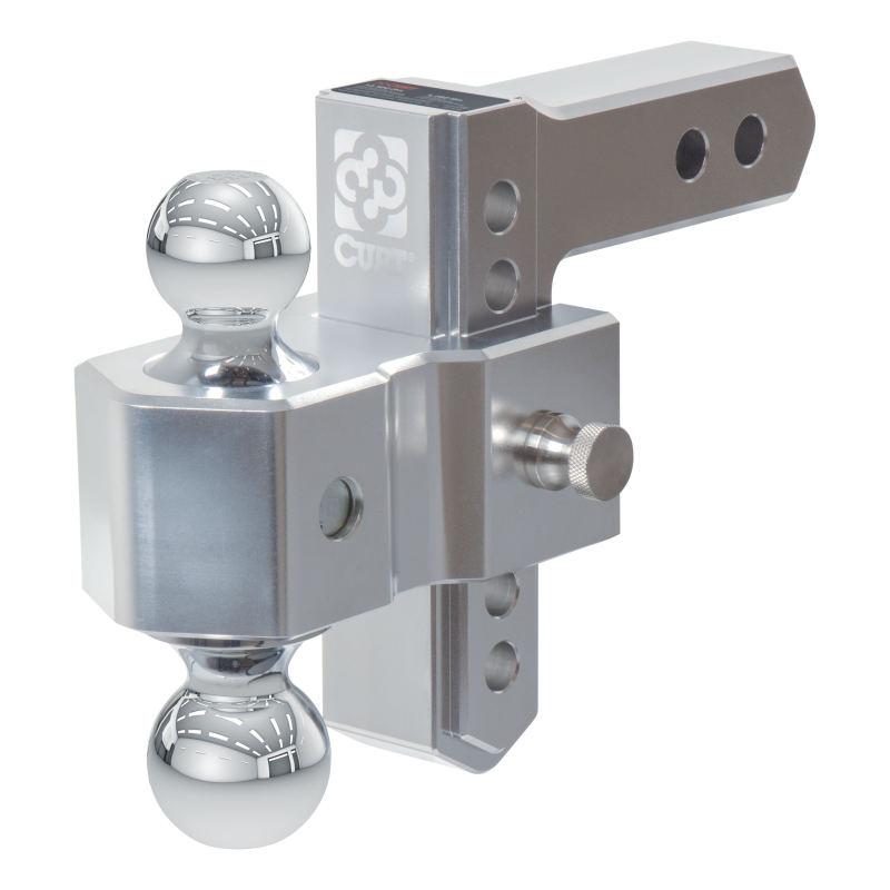CURT AlumaLite Adjustable Aluminum Hitch with Dual Ball, 5-1/2" Drop Model 45363