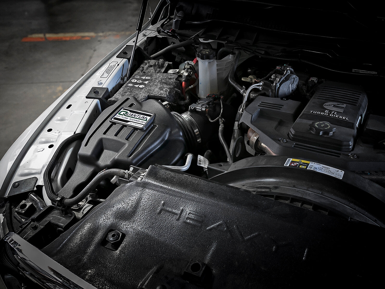 Quantum Cold Air Intake System w/ Pro Dry S Filter Dodge Ram Diesel Trucks 13-18 L6-6.7L (td) aFe Power