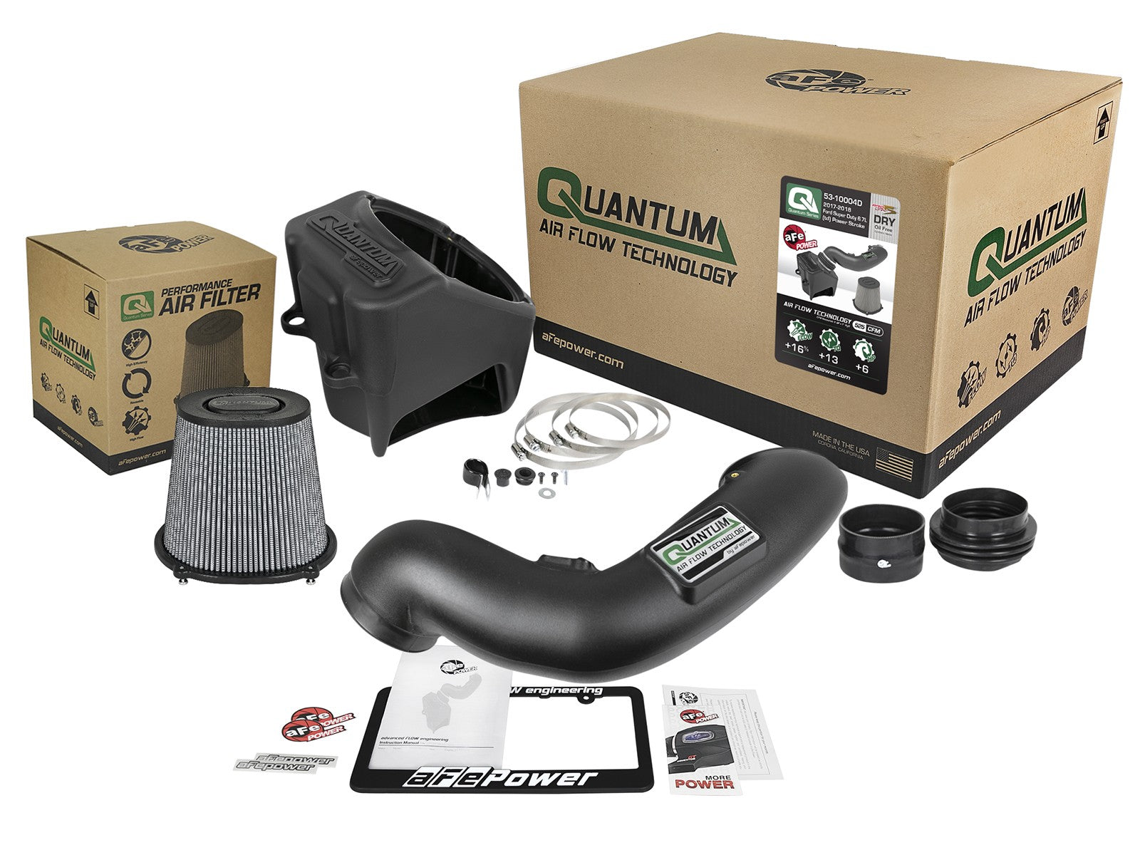 Quantum Cold Air Intake System w/ Pro Dry S Filter Ford Diesel Trucks 17-19 V8-6.7L (td) aFe Power