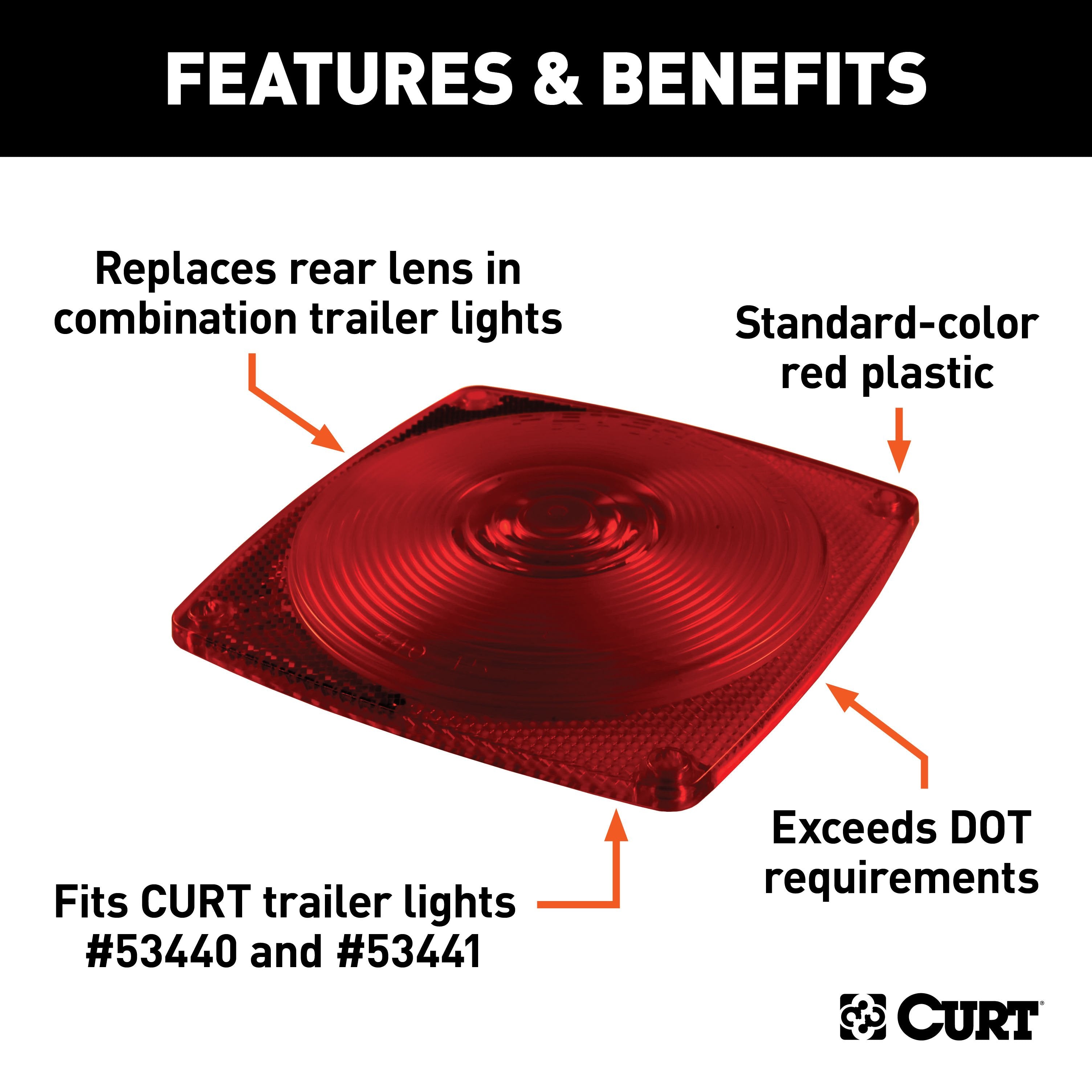 CURT Replacement Red Combination Trailer Light Lens Model 53445