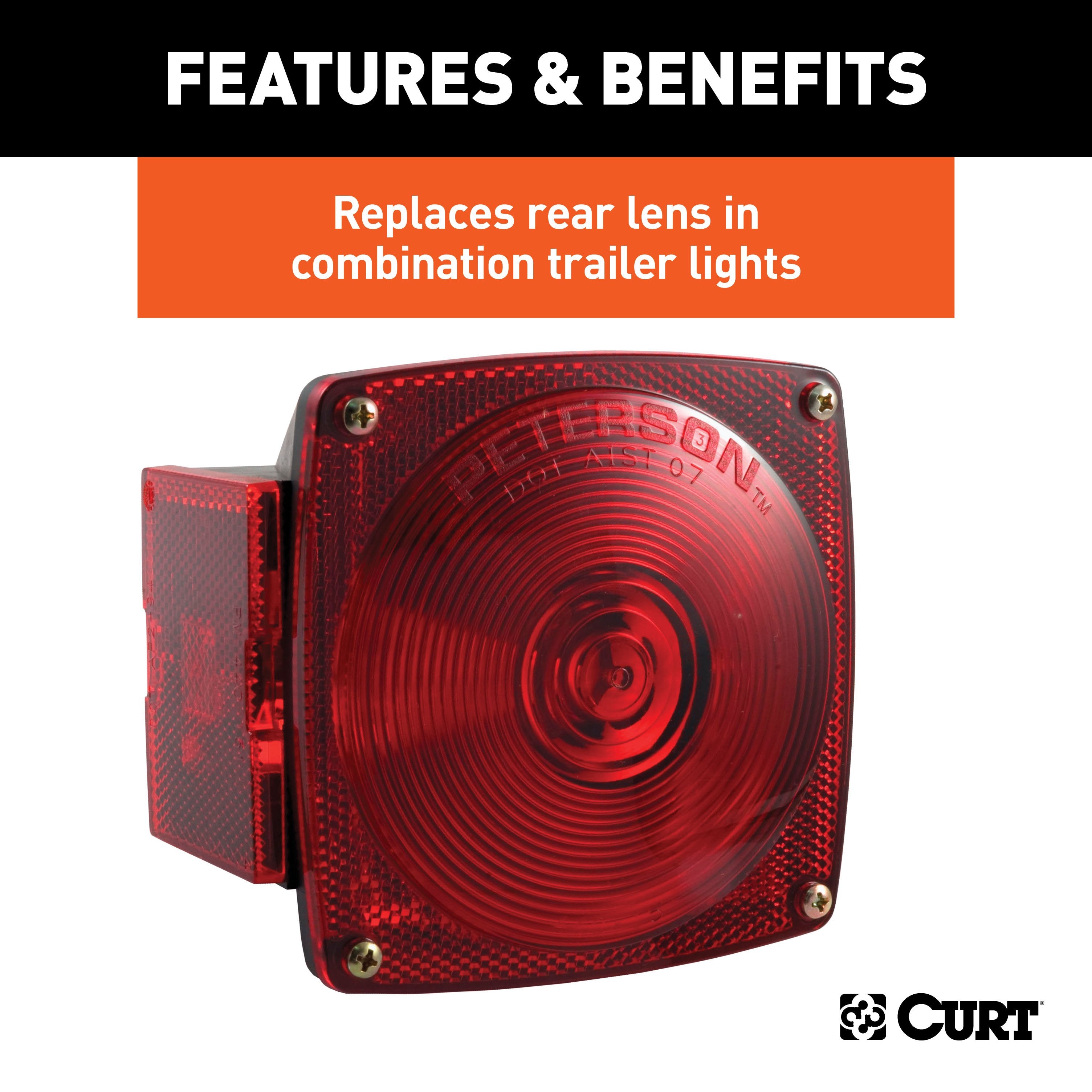 CURT Replacement Red Combination Trailer Light Lens Model 53445