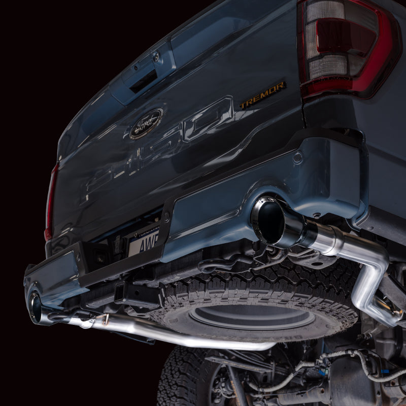 AWE Tuning 2021+ Ford F-150 Tremor (w/ Bumper Cutouts) 0FG Resonated Cat-Back - Diamond Black Tips