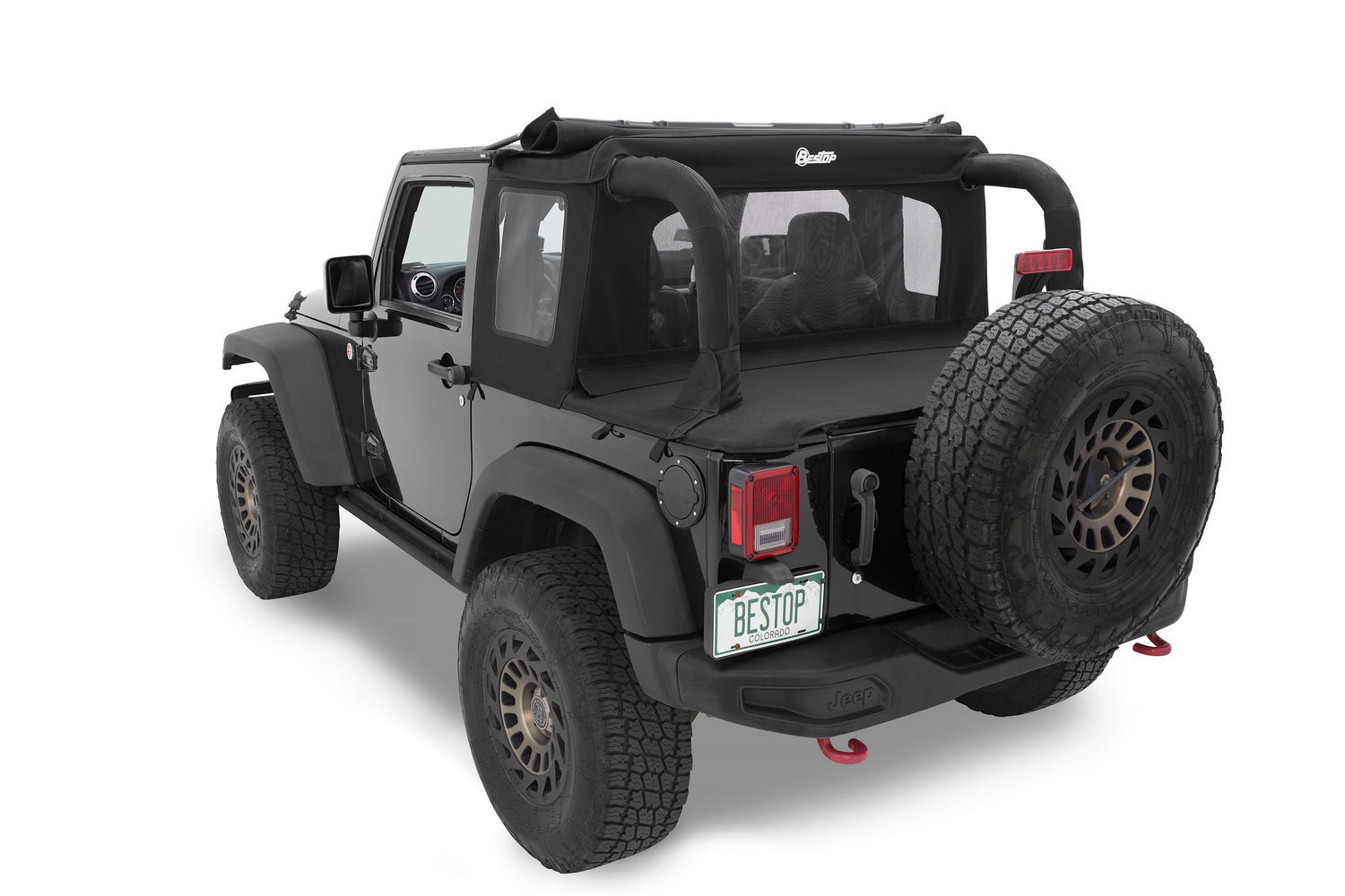 Jeep Wrangler Halftop Soft Tops For Jeep 2007-2018 Wrangler JK 2 Door Black Premium Twill Bestop