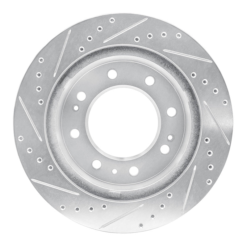 R1 2011-2025 Chevrolet Silverado 3500 HD Front Right Drilled & Slotted Silver Brake Rotor