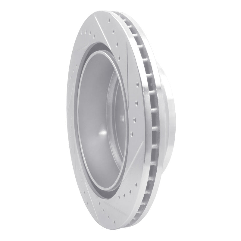 R1 16-24 Nissan Titan XD Rear Left Drilled & Slotted Silver Brake Rotor