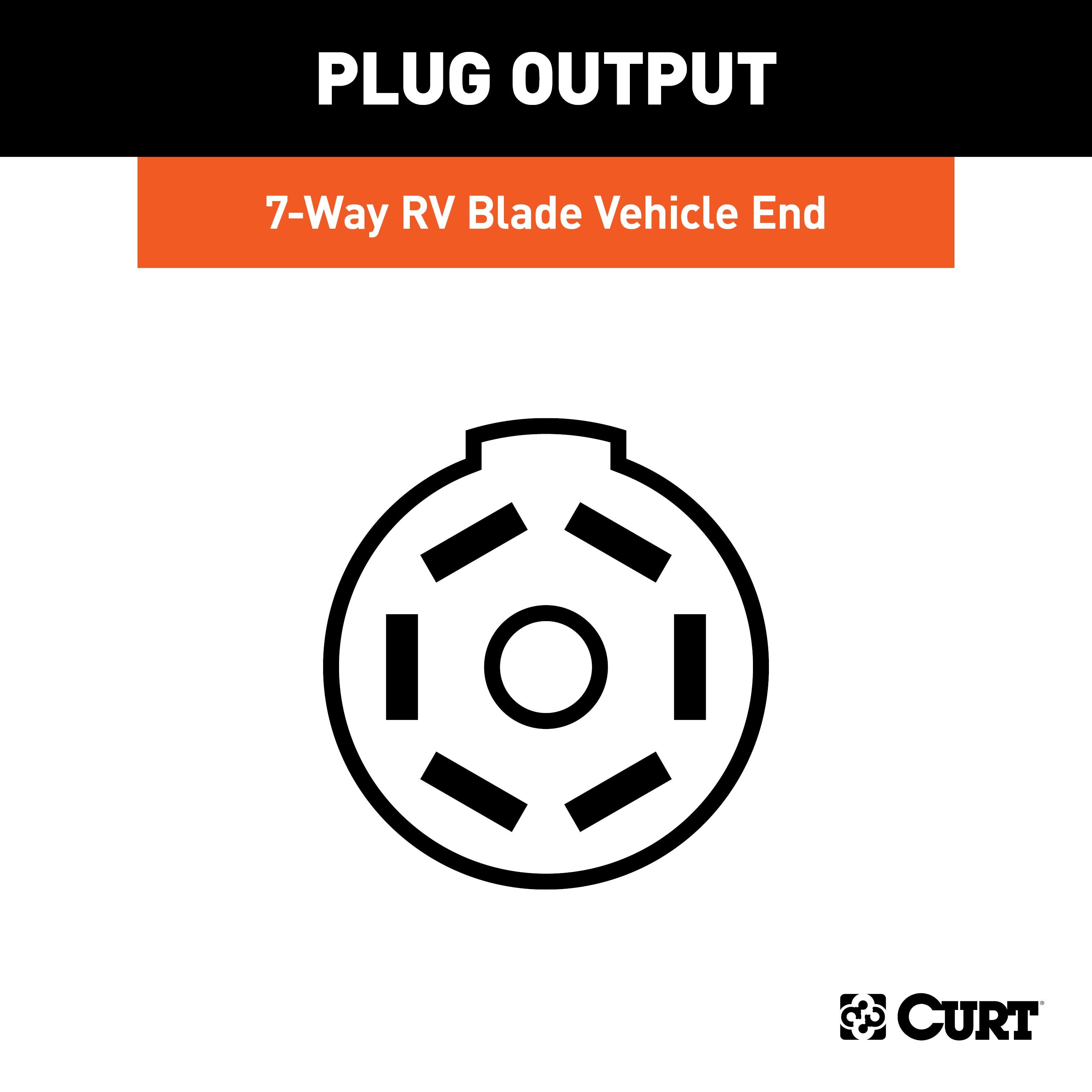 CURT 10-Foot Vehicle-Side Truck Bed 7-Pin Trailer Wiring Harness Extension, Select Chevrolet, Dodge, Ford, GMC, Nissan, Ram, Toyota Model 56000