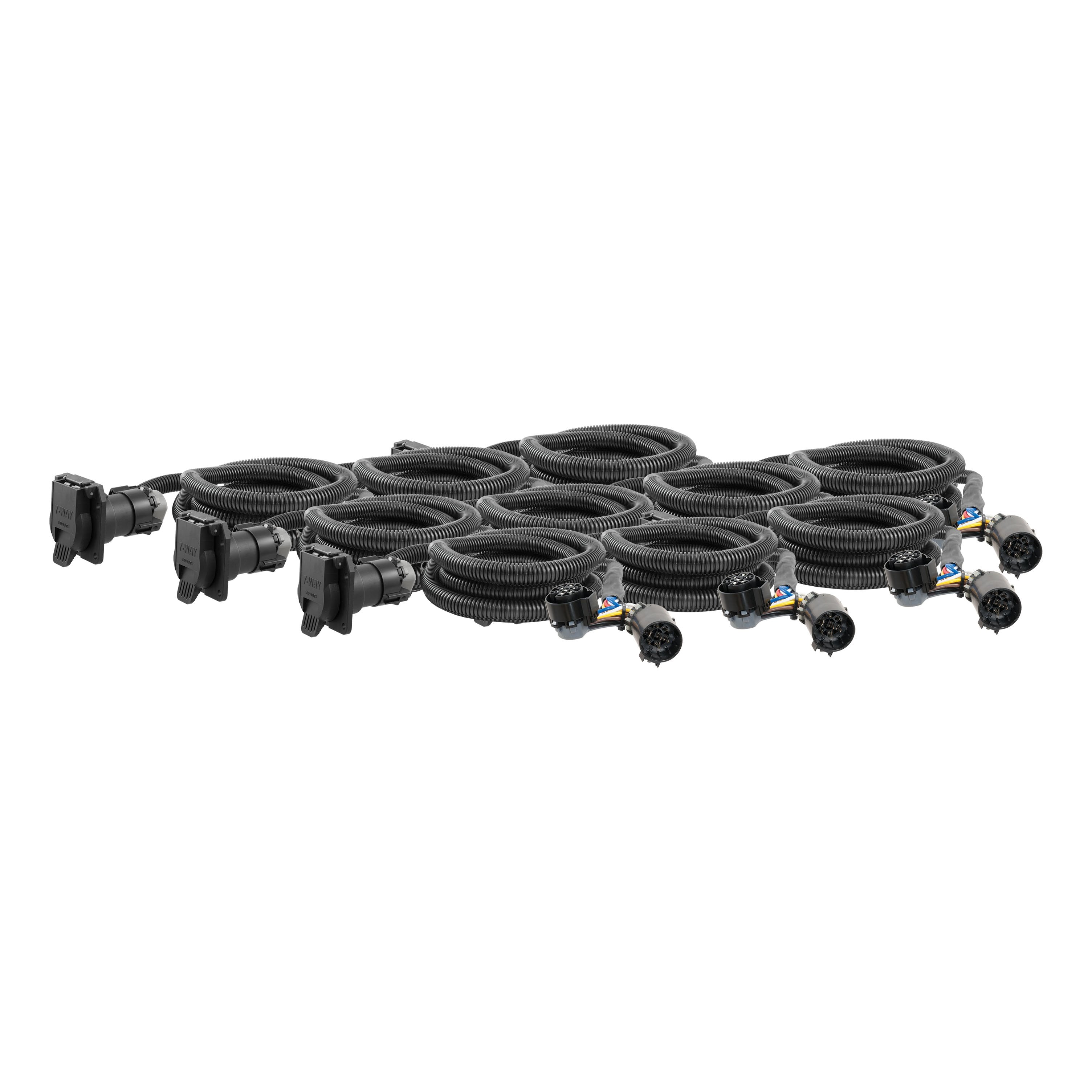 CURT 7-Foot Vehicle-Side Truck Bed 7-Pin Trailer Wiring Harness Extensions, Select Chevy, Dodge, Ford, GMC, Nissan, Ram, Toyota, 10-Pk Model 56070010