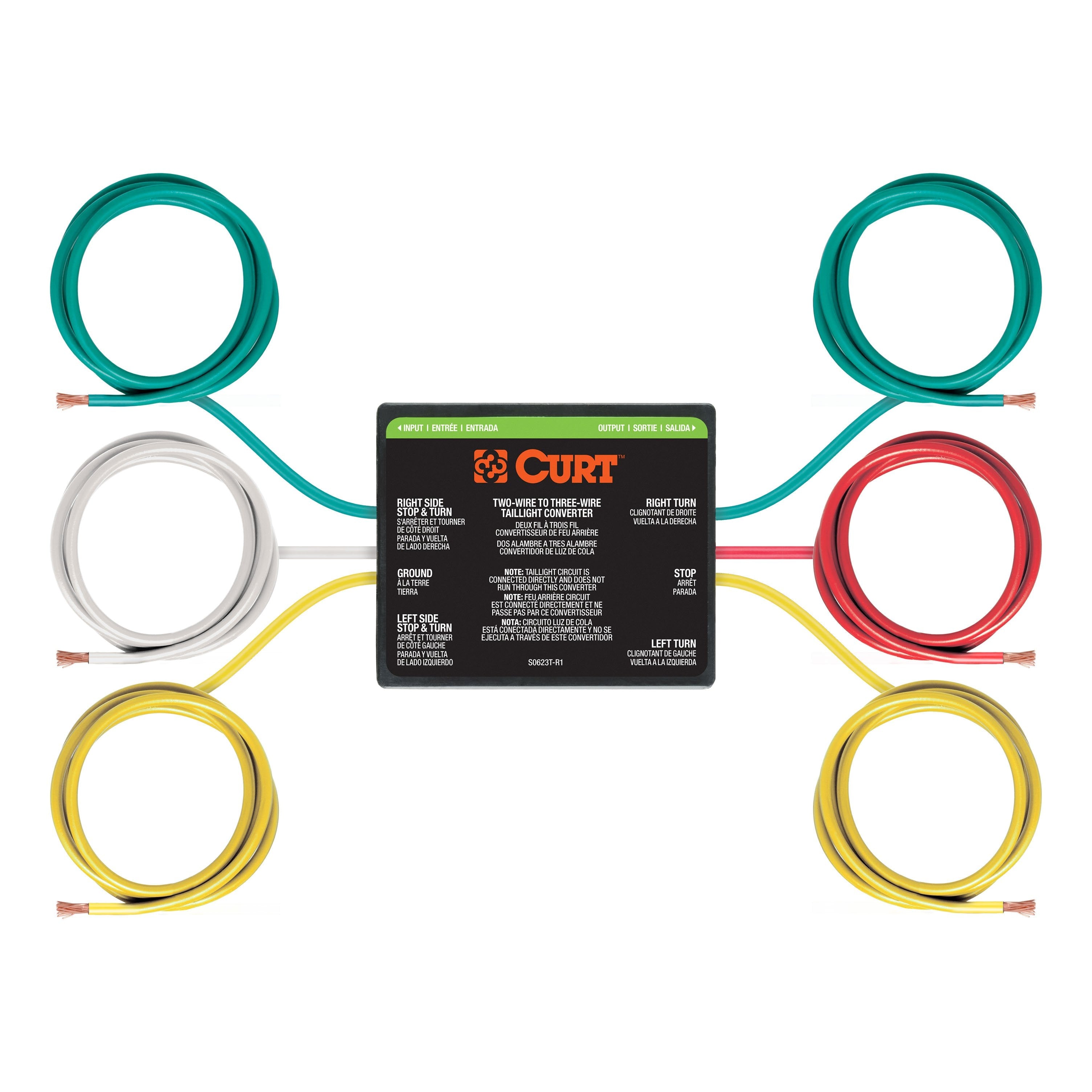 CURT 2-to-3-Wire Splice-in Trailer Taillight Converter for RV Dinghy Towing Model 56196
