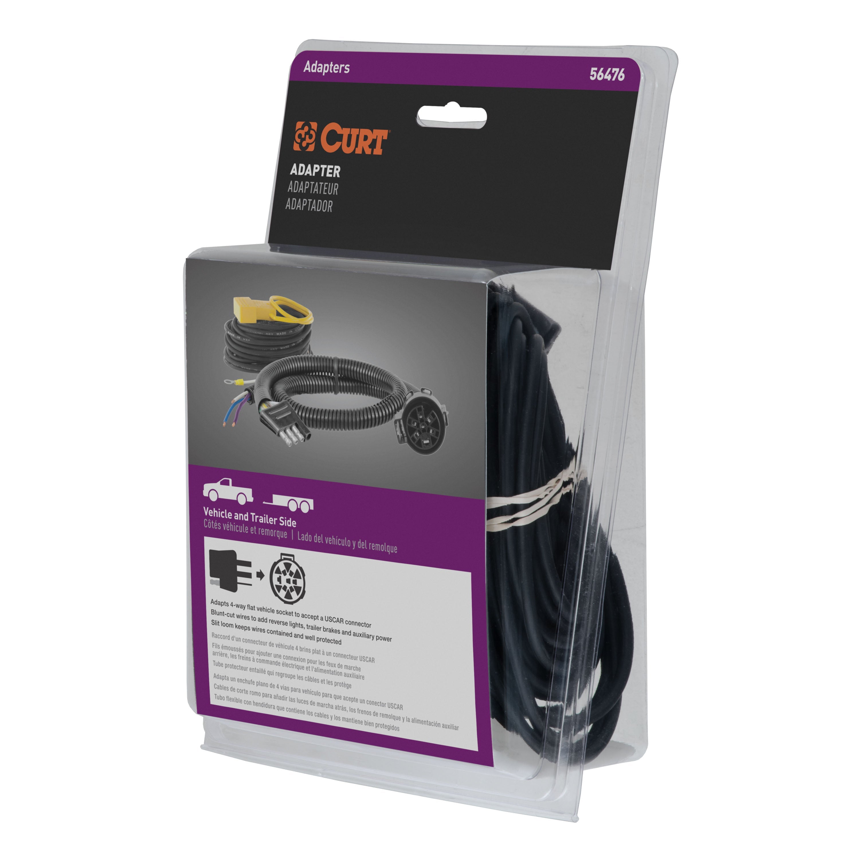 CURT 4-Way Flat Vehicle-Side to USCAR Wiring Adapter Model 56476