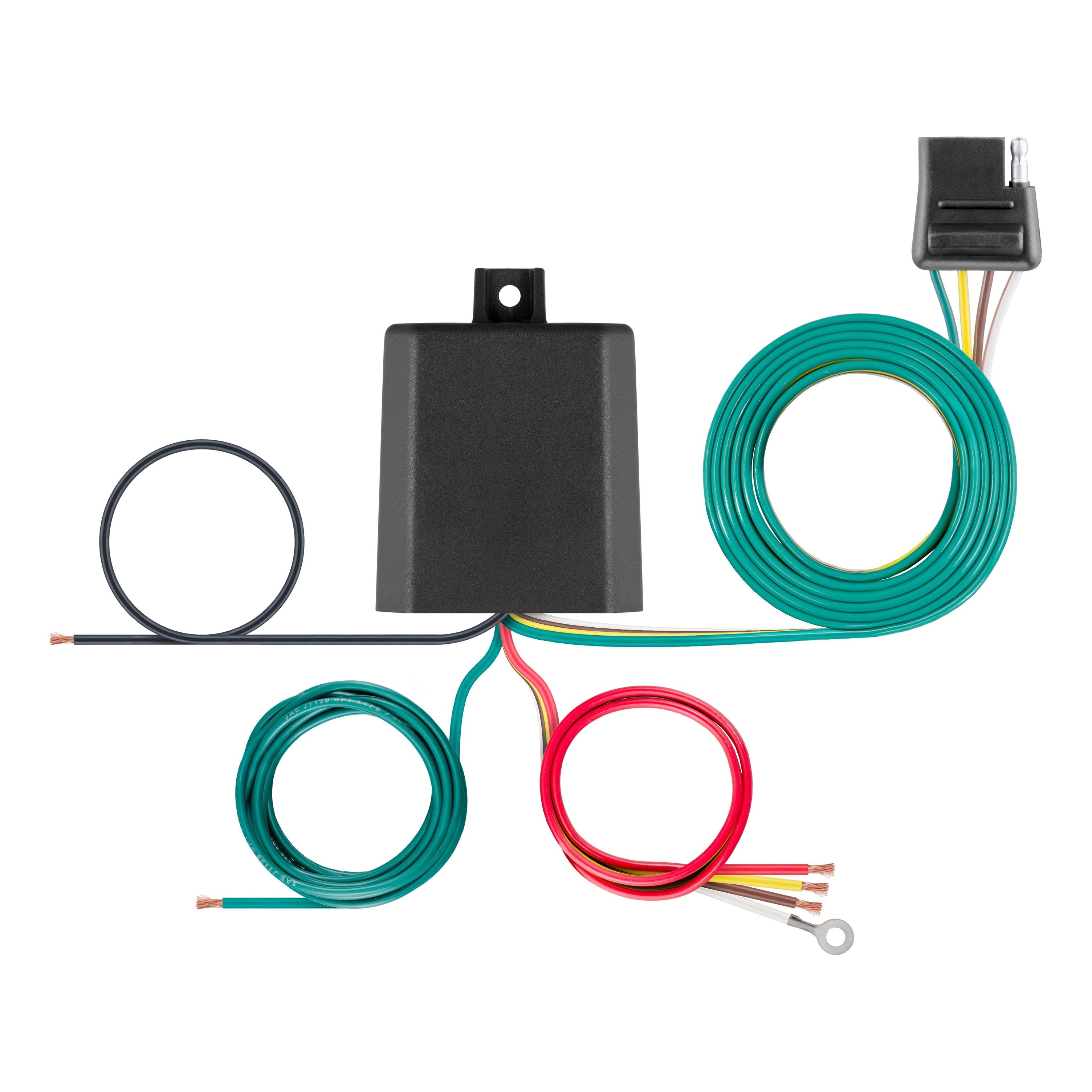 CURT Weather-Resistant Powered 3-to-2-Wire Splice-in Trailer Taillight Converter, 4-Pin Wiring Harness Model 56496