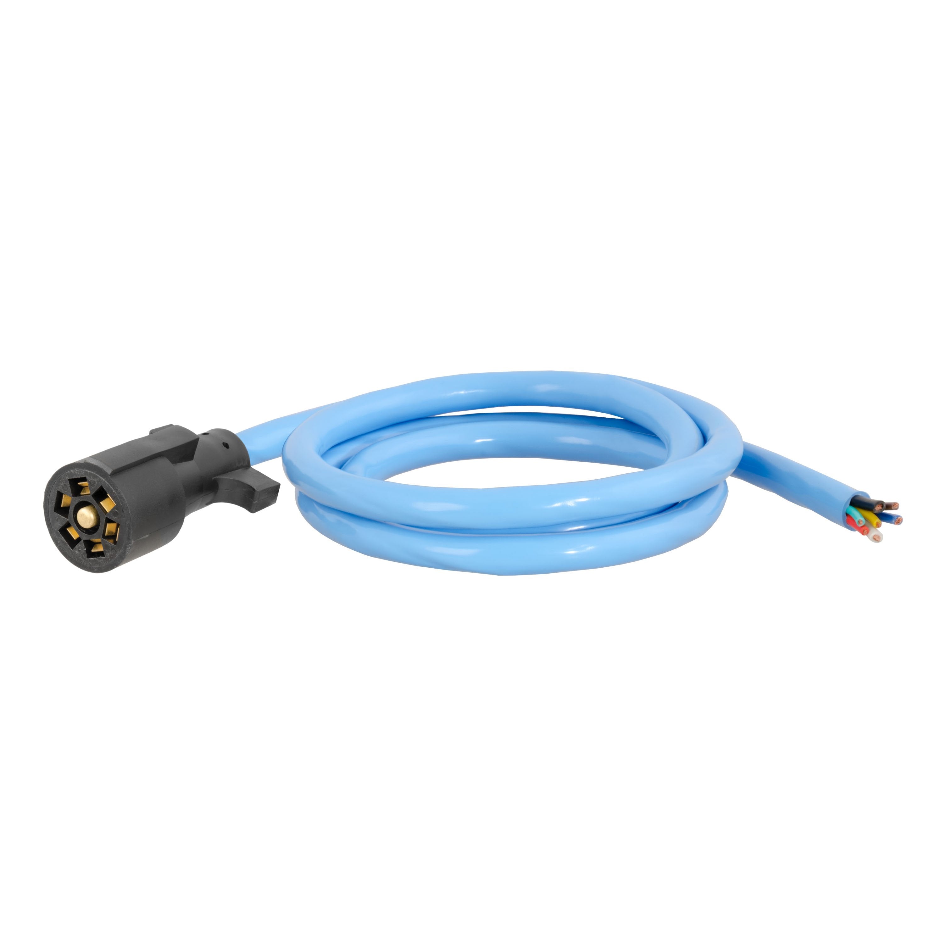 CURT Extreme Temperature, Cold Weather 7-Pin RV Blade Trailer Wiring Harness Plug, 6-Foot Blunt-Cut Wires, -40F to 221F Degree Rating Model 56611