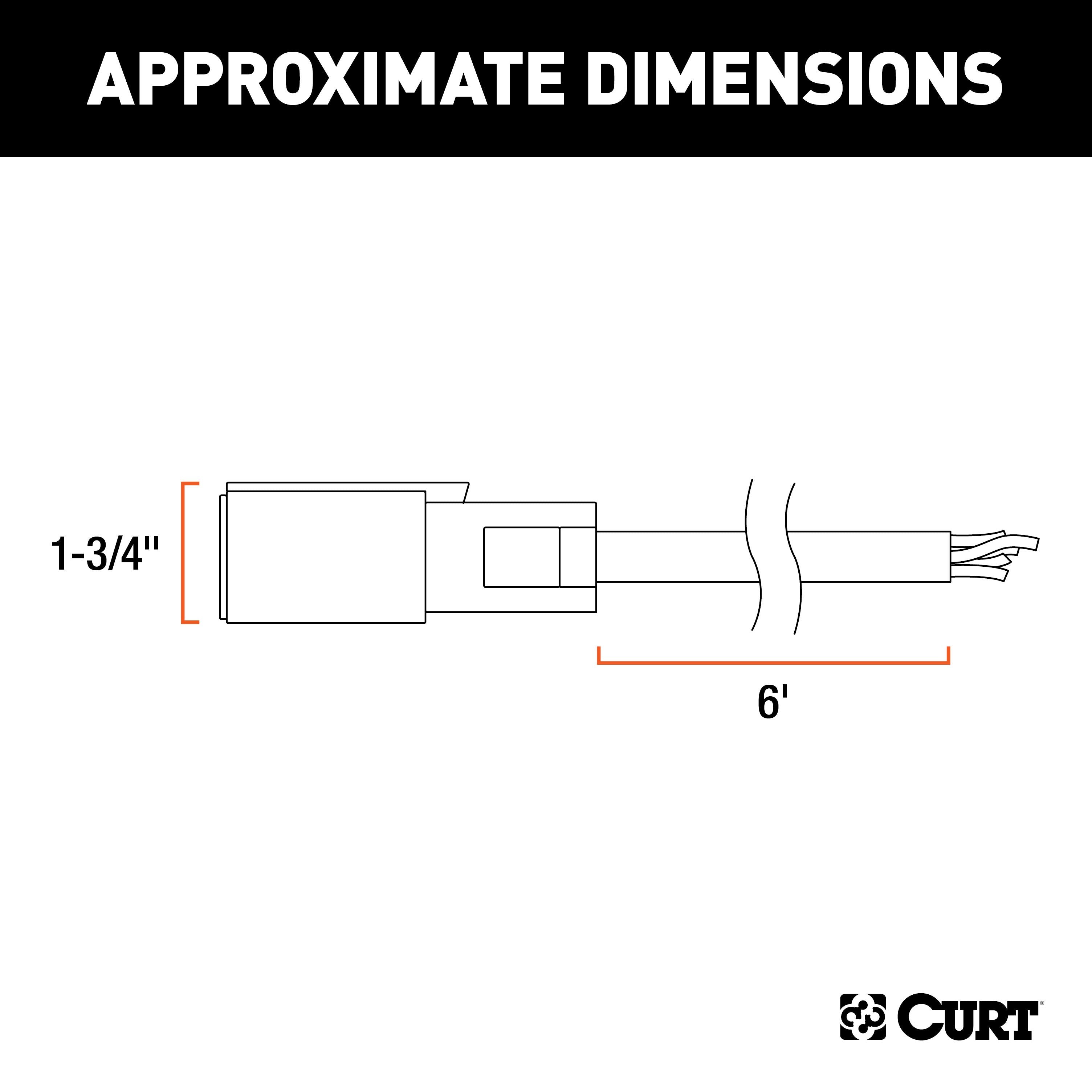CURT Extreme Temperature, Cold Weather 7-Pin RV Blade Trailer Wiring Harness Plug, 6-Foot Blunt-Cut Wires, -40F to 221F Degree Rating Model 56611