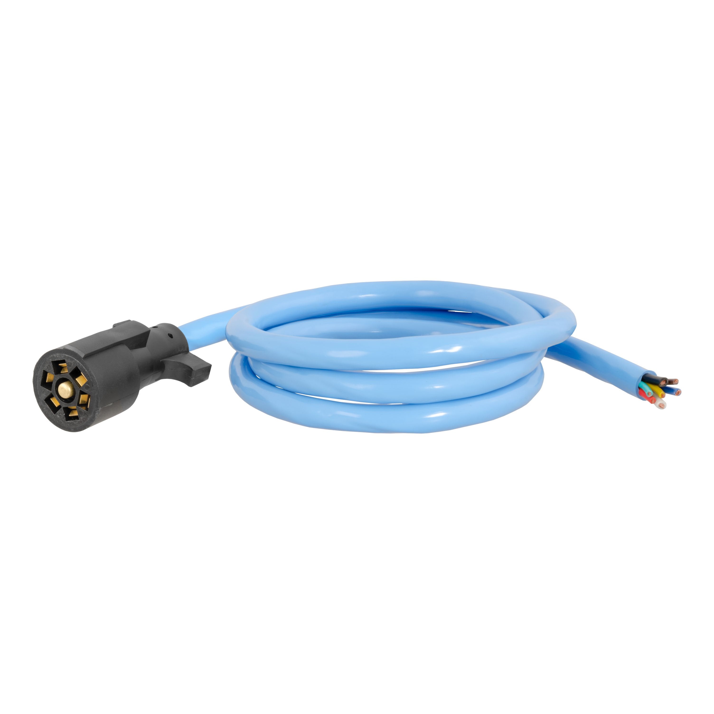CURT Extreme Temperature, Cold Weather 7-Pin RV Blade Trailer Wiring Harness Plug, 7-Foot Blunt-Cut Wires, -40F to 221F Degree Rating Model 56612