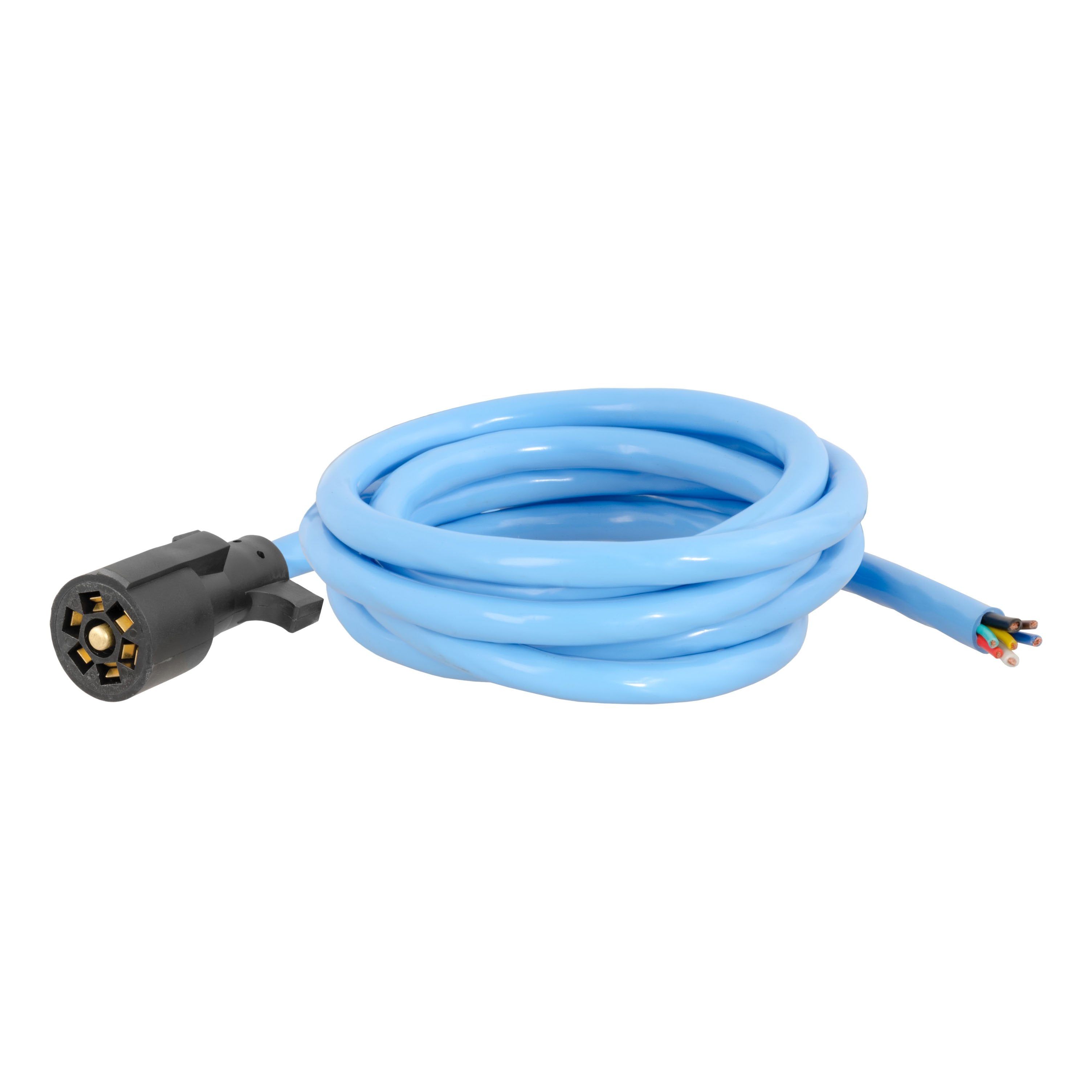 CURT Extreme Temperature, Cold Weather 7-Pin RV Blade Trailer Wiring Harness Plug, 10-Foot Blunt-Cut Wires, -40F to 221F Degree Rating Model 56613