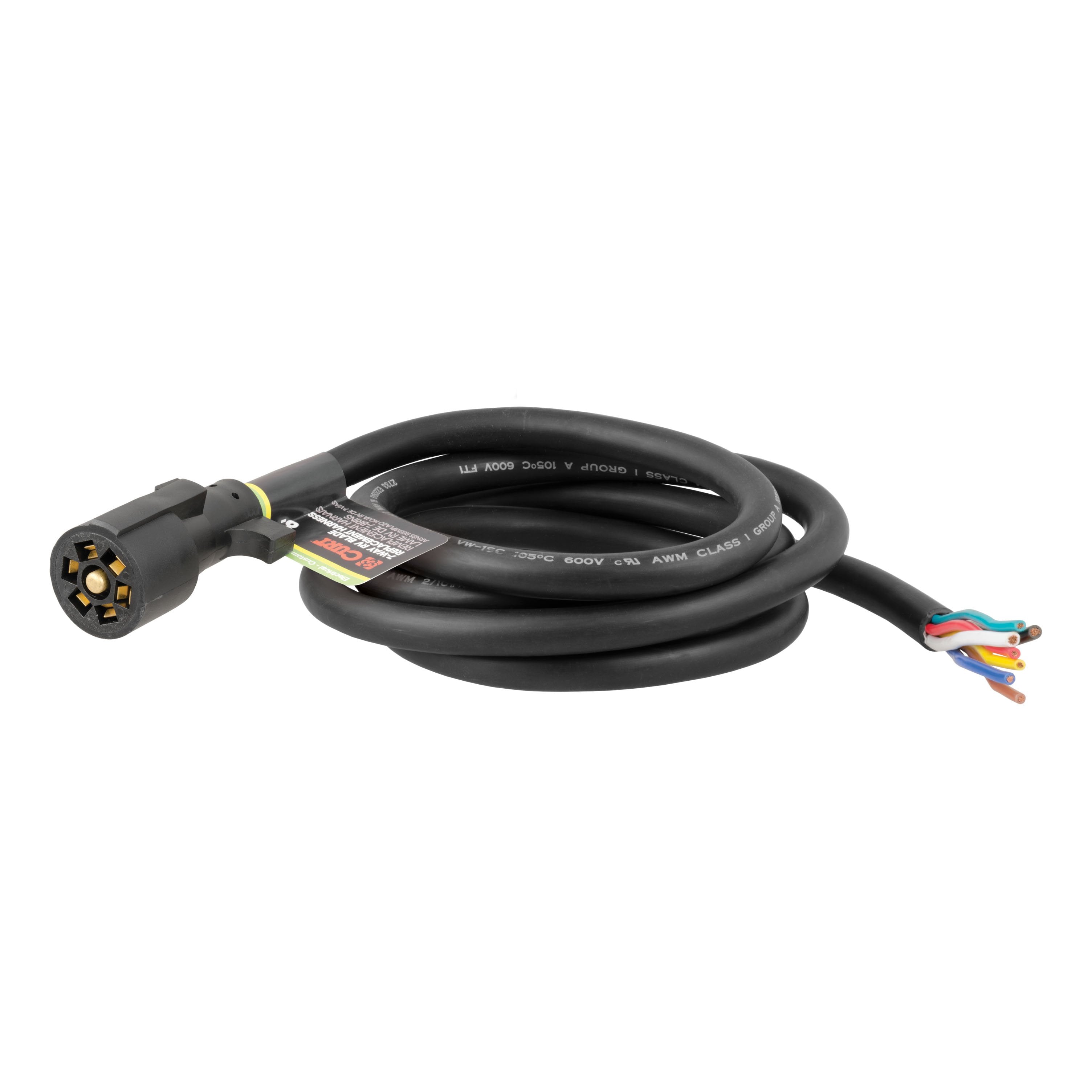 CURT Replacement 7-Pin RV Blade Trailer Wiring Harness Plug, 8-Foot Blunt-Cut Wires, Boxed Model 56622