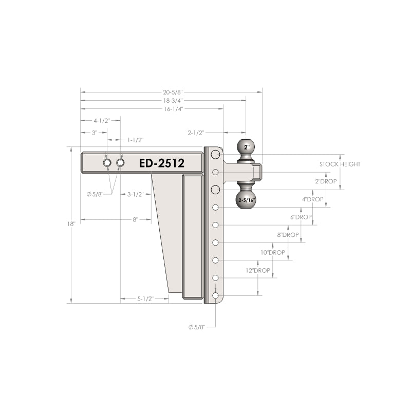 BulletProof Hitches 2.5" Extreme Duty 12" Drop/Rise Hitch Model ED2512