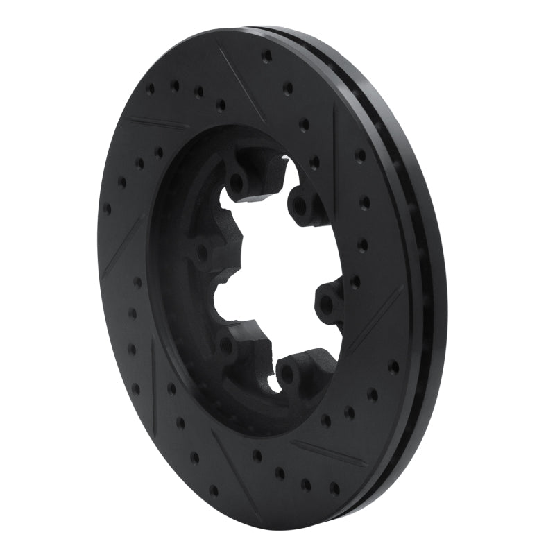 R1 04-08 Chevrolet Colorado Front Left Drilled & Slotted Black Brake Rotor