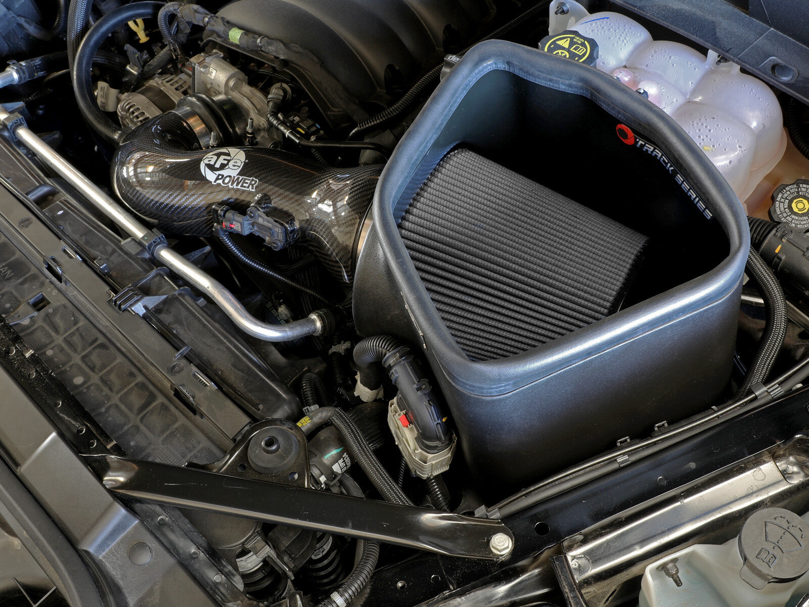 Track Series Carbon Fiber Intake System w/ Pro Dry S Filter GM Trucks/SUVs 19-26 V8-5.3/6.2L aFe Power