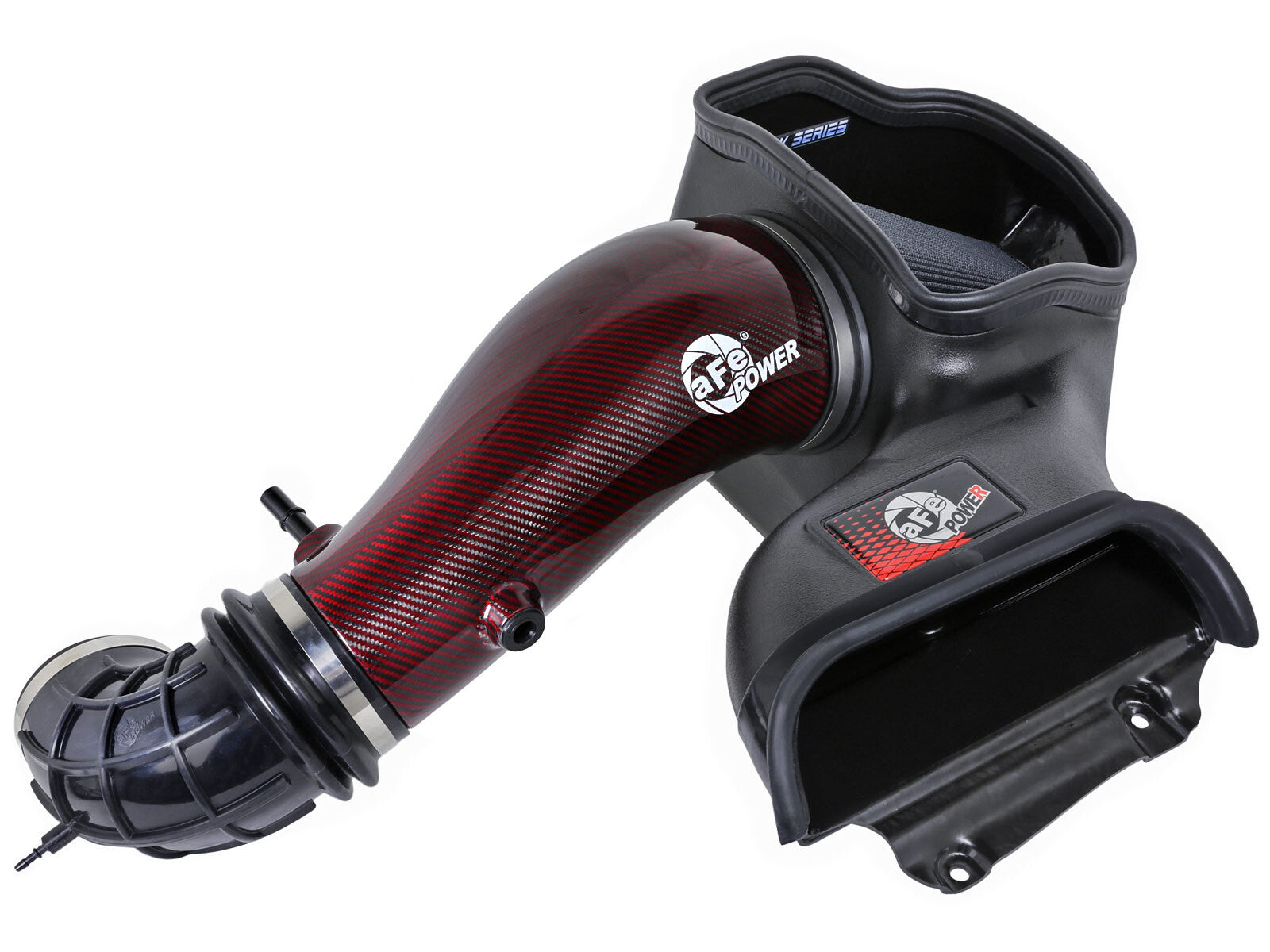 Track Series Red Kevlar/Carbon Fiber Intake System w Pro 5R Filter Black Ford F-150 Raptor R 23-26 V8-5.2L (sc) aFe Power