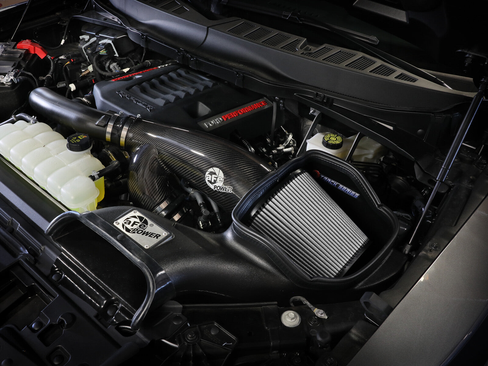 Track Series Carbon Fiber Intake System w/ Pro Dry S Filter Ford F-150 Raptor 21-26 V6-3.5L (tt) aFe Power