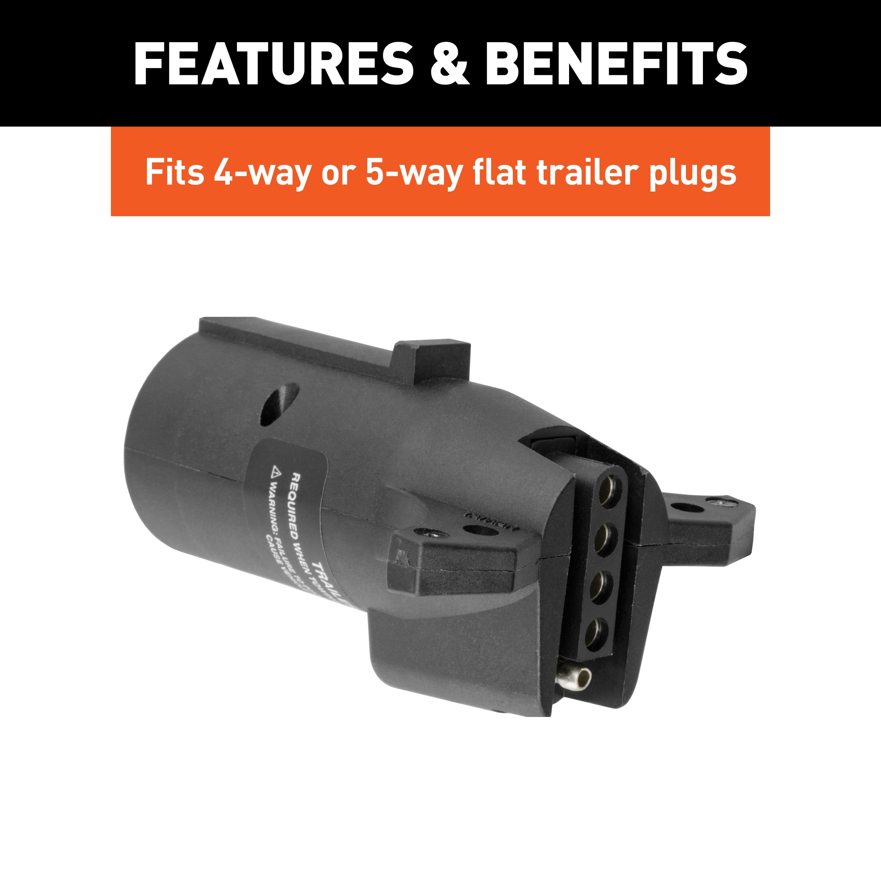 CURT LED-Compatible 7-Way RV Blade Vehicle-Side to 4-Way Flat Trailer-Side Trailer Wiring Adapter Model 57004