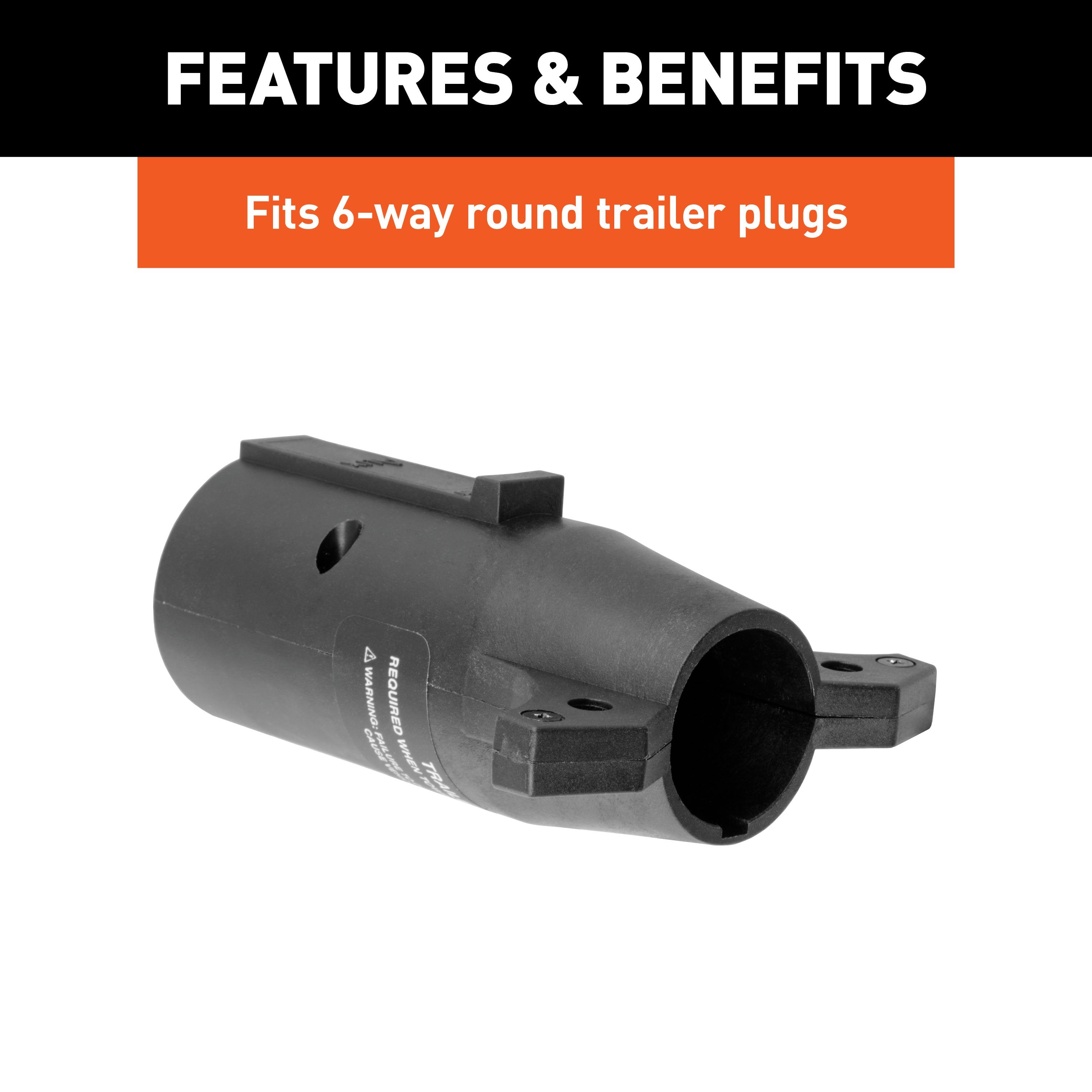 CURT LED-Compatible 7-Way RV Blade Vehicle-Side to 6-Way Round Trailer-Side Trailer Wiring Adapter Model 57005