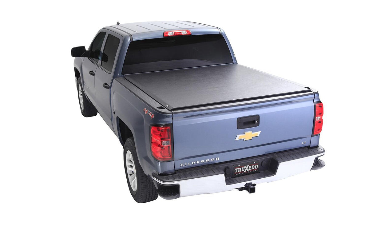 Lo Pro Tonneau Cover Black 2007-2014 Silverado/Sierra 3500 HD 8 Foot Bed with Dual Rear Wheels with Bed Caps Truxedo