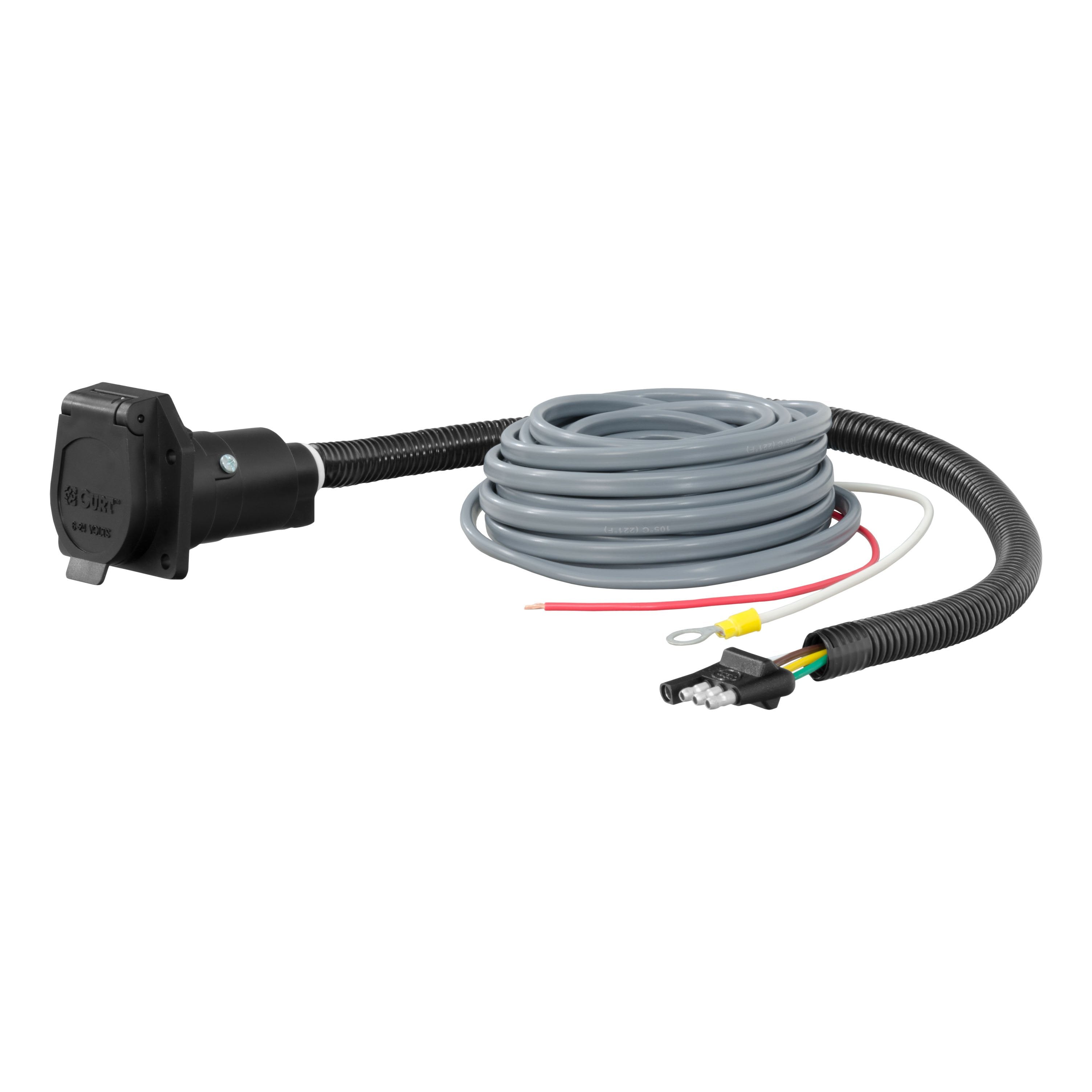 CURT 4-Way Flat Vehicle-Side to 7-Way RV Blade Trailer Adapter with Brake Controller Wiring Model 57186