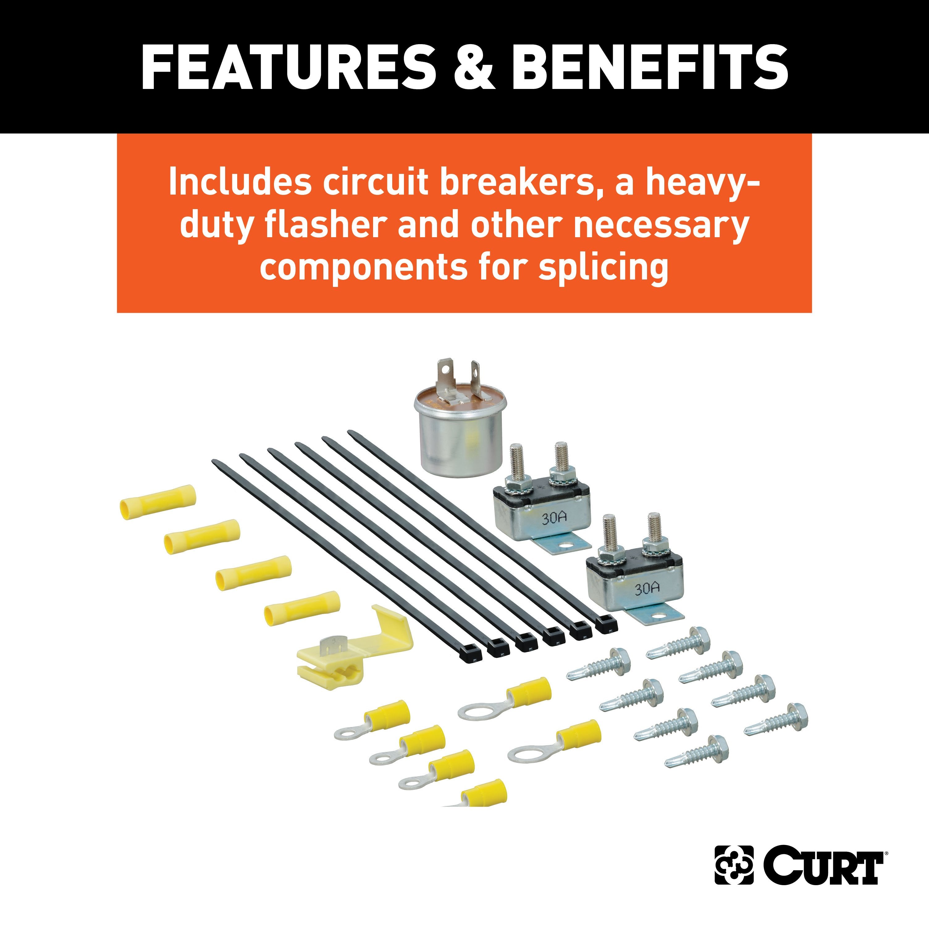 CURT 4-Way Flat Vehicle-Side to 7-Way RV Blade Trailer Adapter with Brake Controller Wiring Model 57186