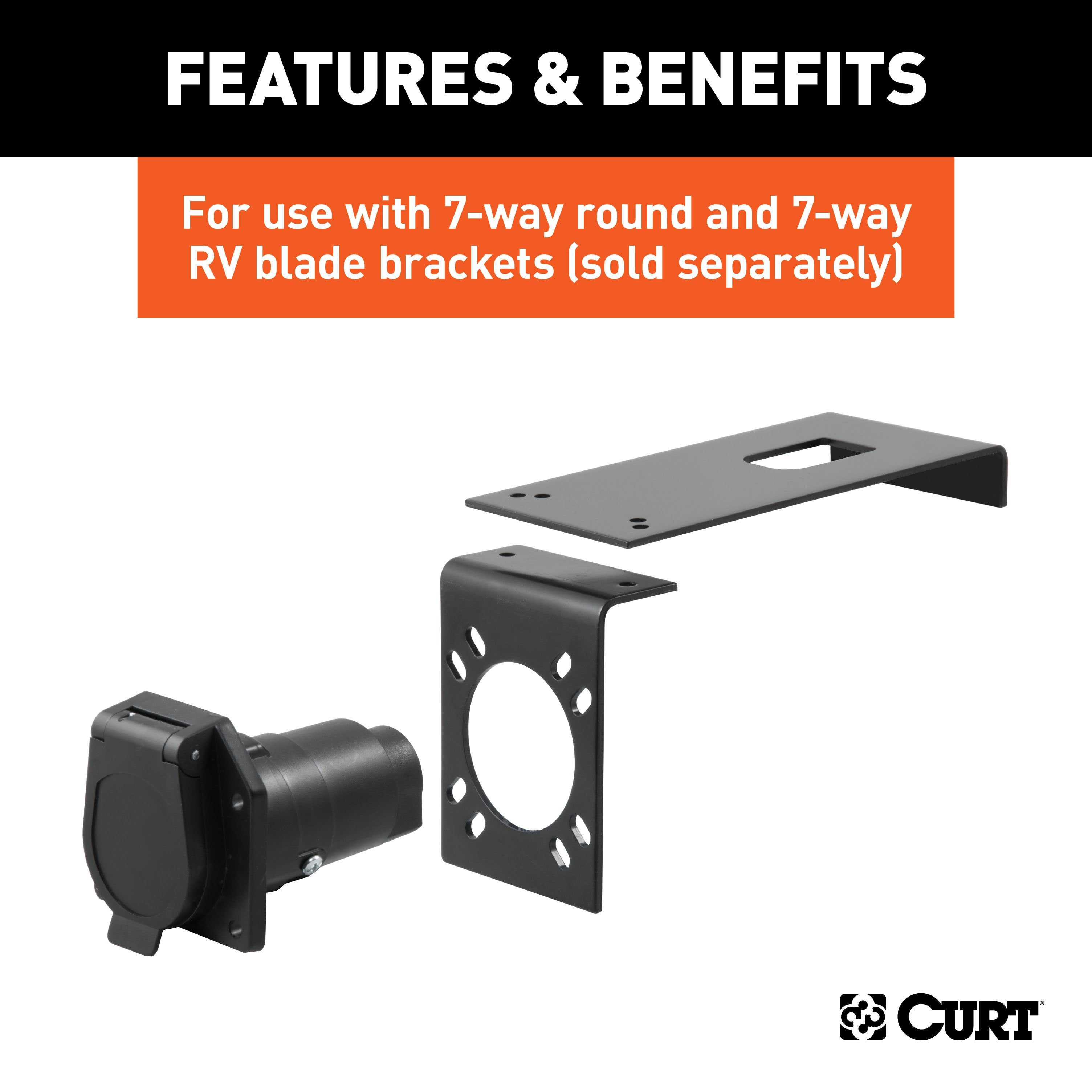 CURT Vehicle-Side Trailer Wiring Harness Clamp-On Bracket Mount for 7-Way Round or RV Blade Model 57202