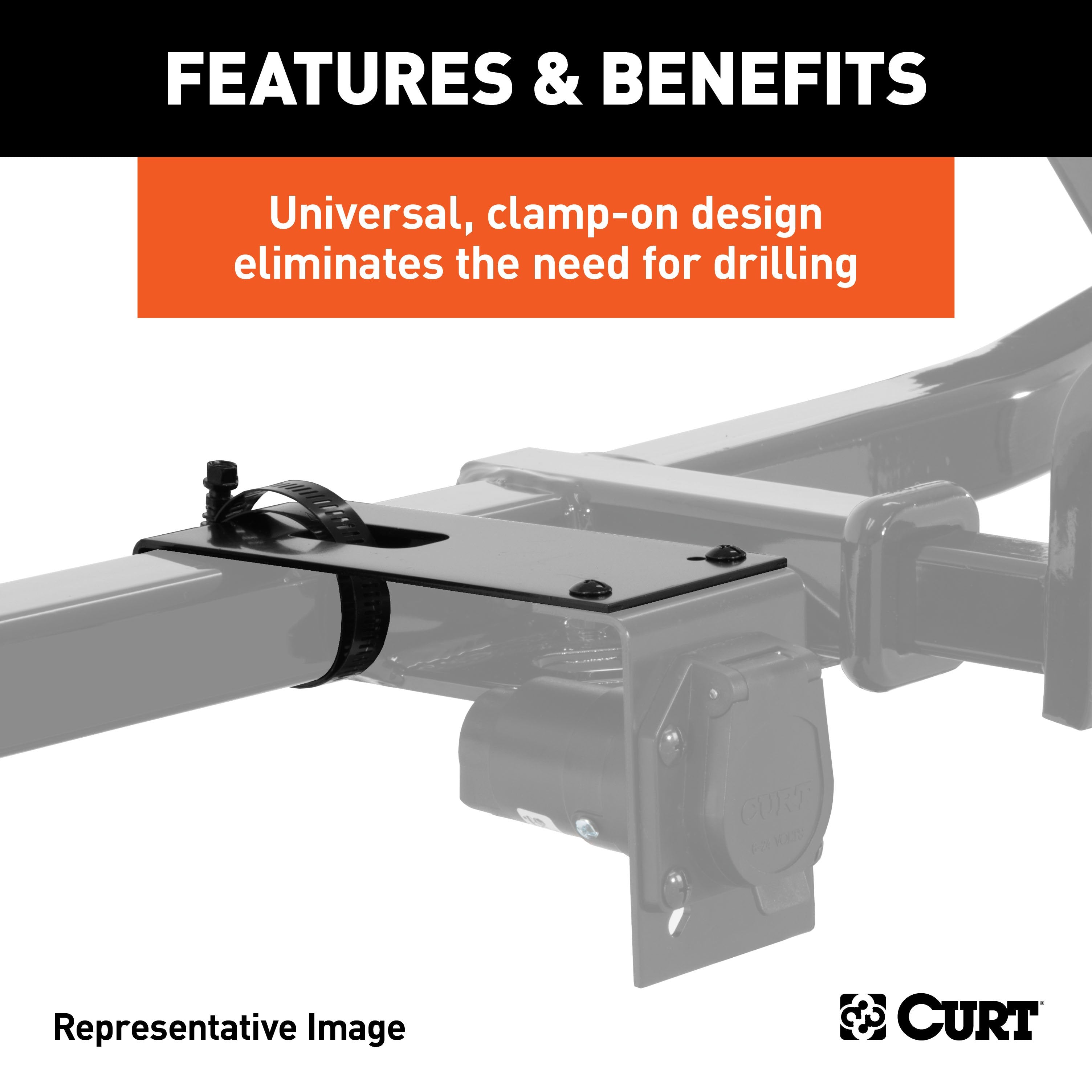 CURT Vehicle-Side Trailer Wiring Harness Clamp-On Bracket Mounts for 4-Way, 5-Way or 6-Way, 12-Pack Model 57203